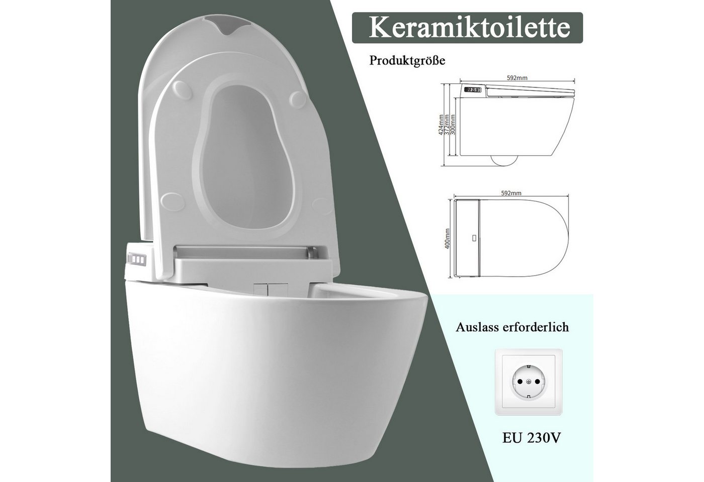 Thumbnail - CASSILANDO Dusch-WC Intelligente Wandtoilette, Intelligente Bidet-Toilette, Spültoilette, Wandmontage