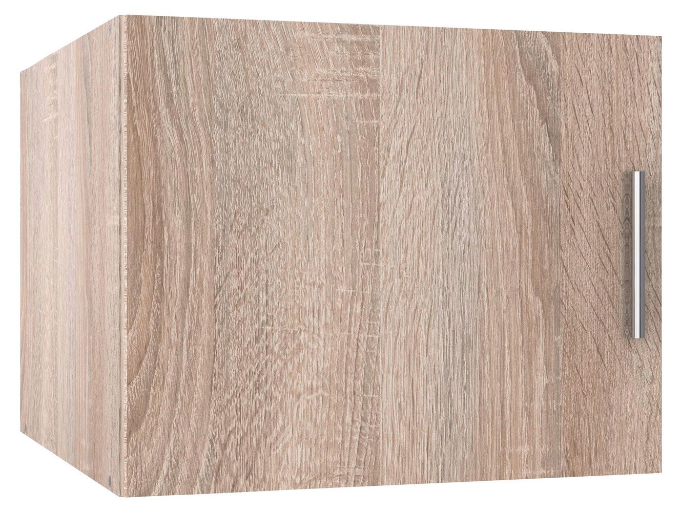 Wimex Schrankaufsatz, (1 Tür, 1 großes Fach, 1-St., moderne Optik, alufarbene Kunststoffgriffe, Montage am Schrank), 50x54x40cm Eiche Sägerau