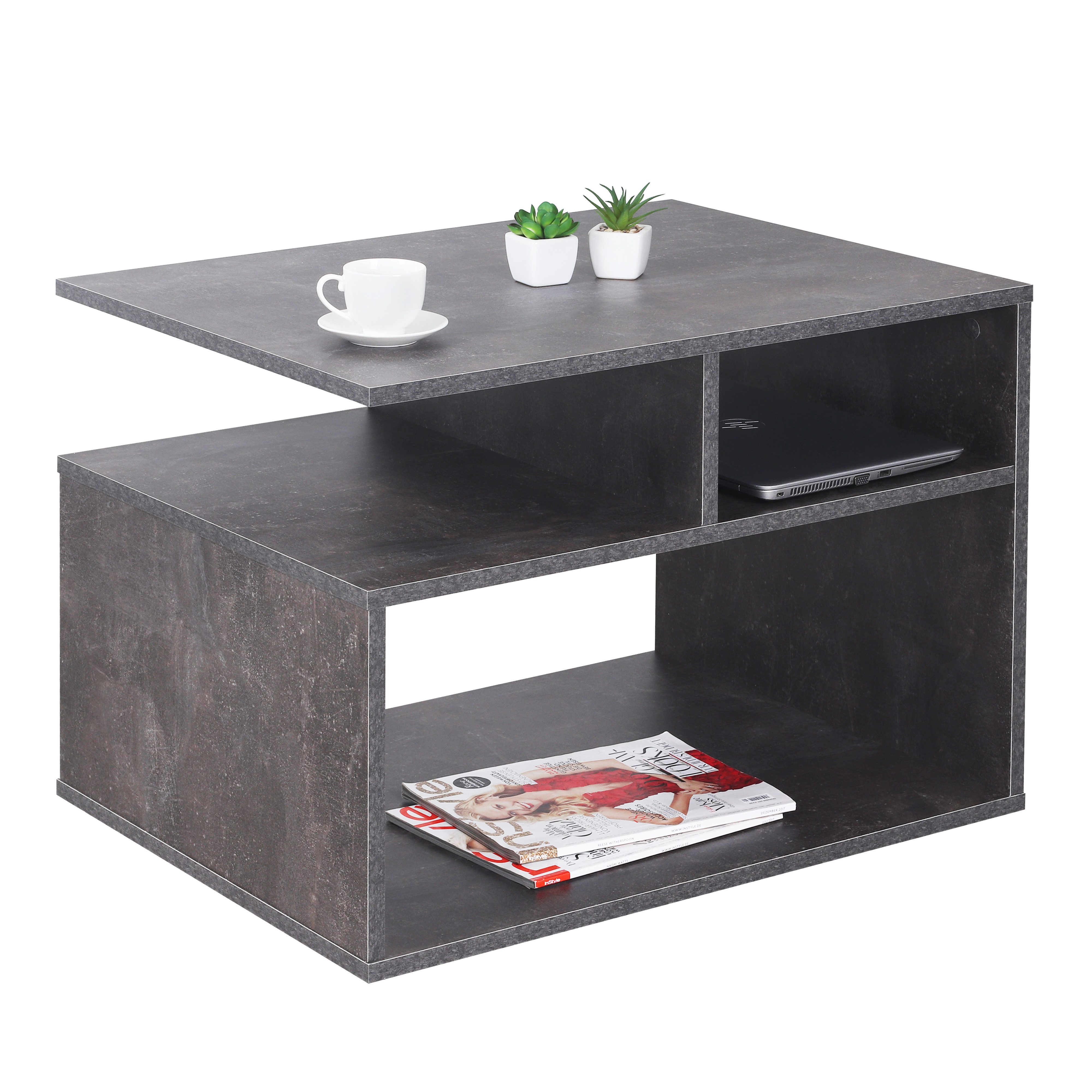 RICOO Couchtisch WM095-BG (1-St), Sofatisch mit Stauraum Wohnzimmer Tisch Beistelltisch Kaffeetisch