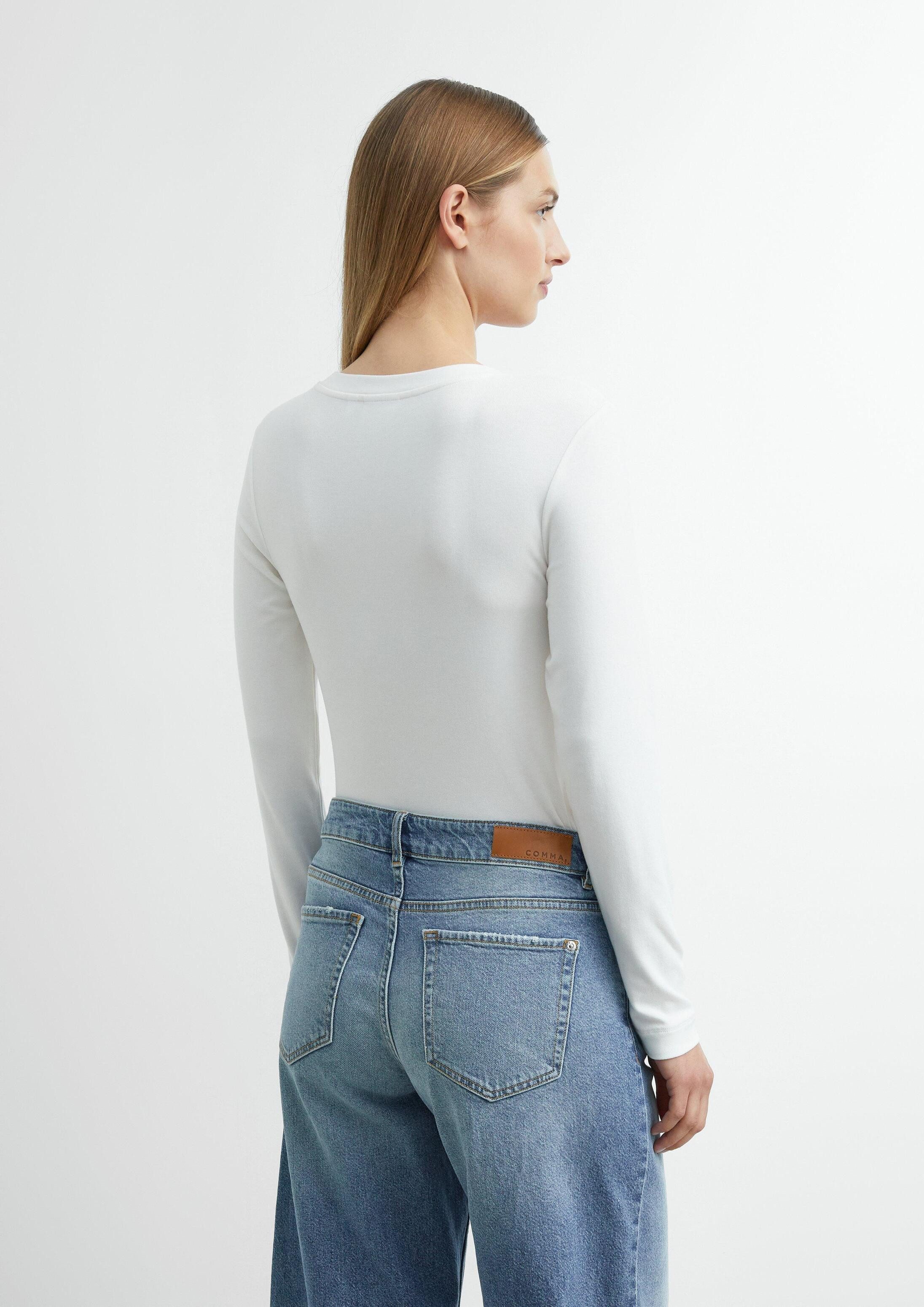 comma Langarmshirt T-Shirt Longsleeve aus Viskosestretch