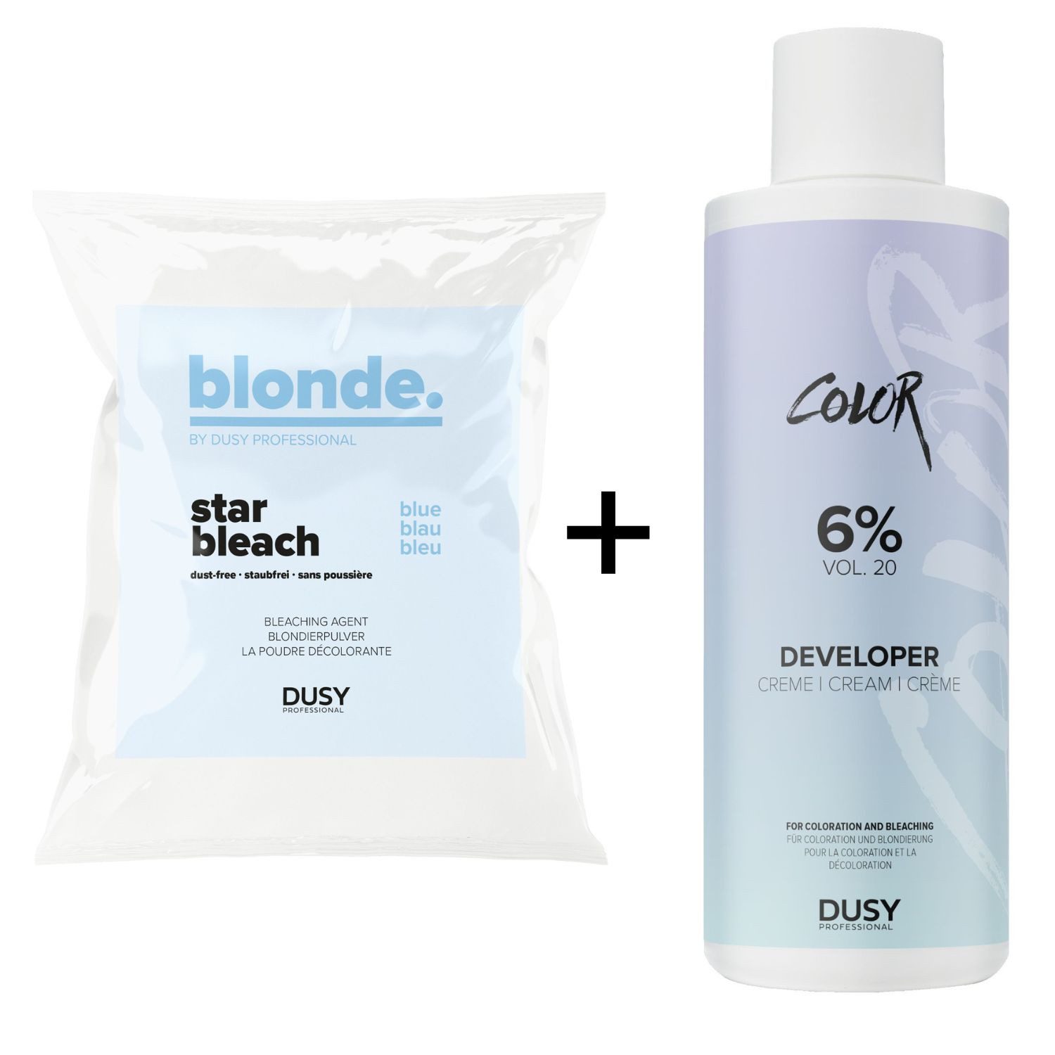 Dusy Professional Blondierpulver Dusy Star Bleach Blondierpulver 500g + Creme Developer 1L, 2-tlg.