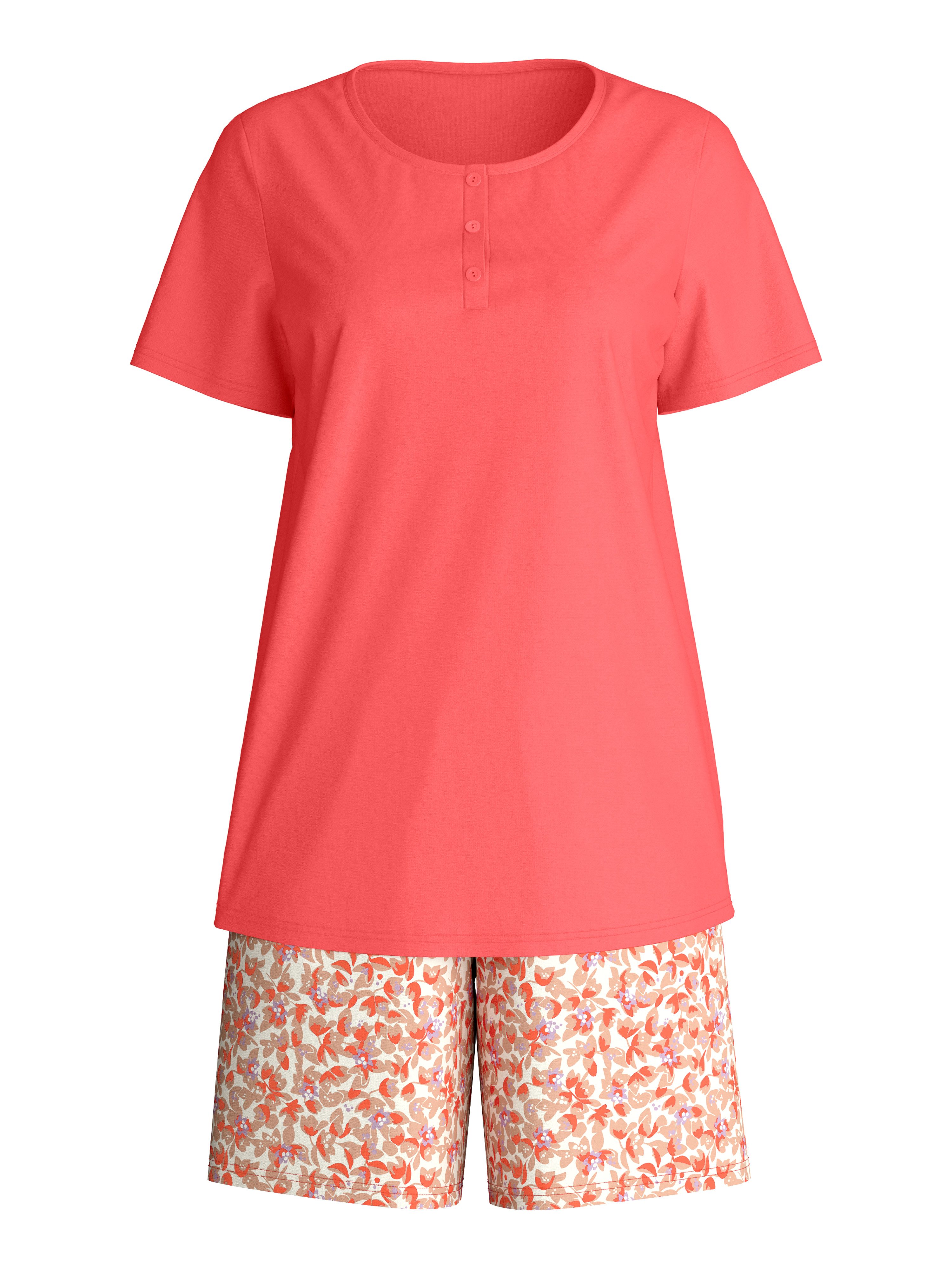 CALIDA Shorty Flower Nights (2 tlg) mit Rundhalsausschnitt, Kurzarm und geblümten Shorts