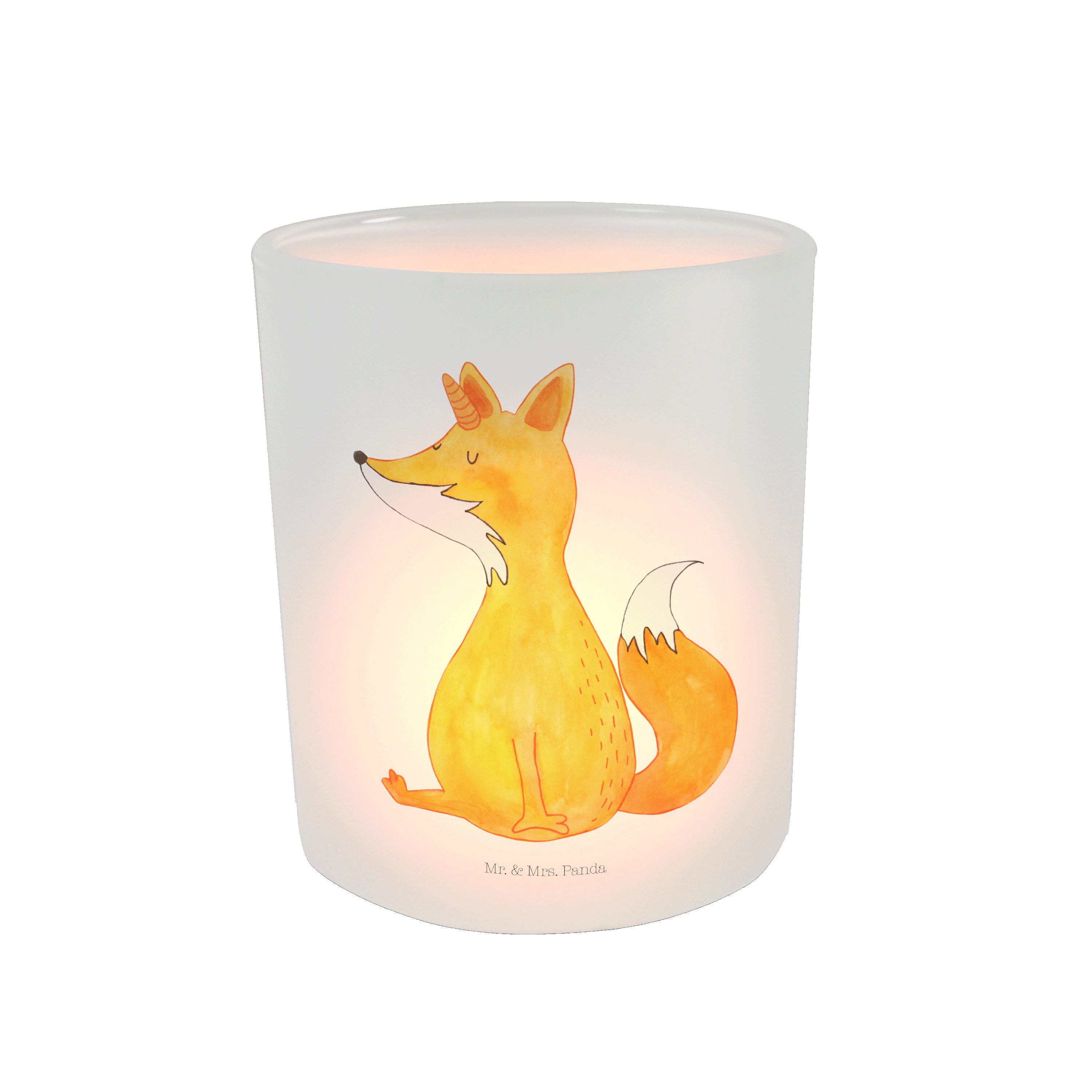 Mr. & Mrs. Panda Windlicht Fuchshörnchen - Transparent - Geschenk, Teelichtglas, Foxycorn, Windl (1 St)