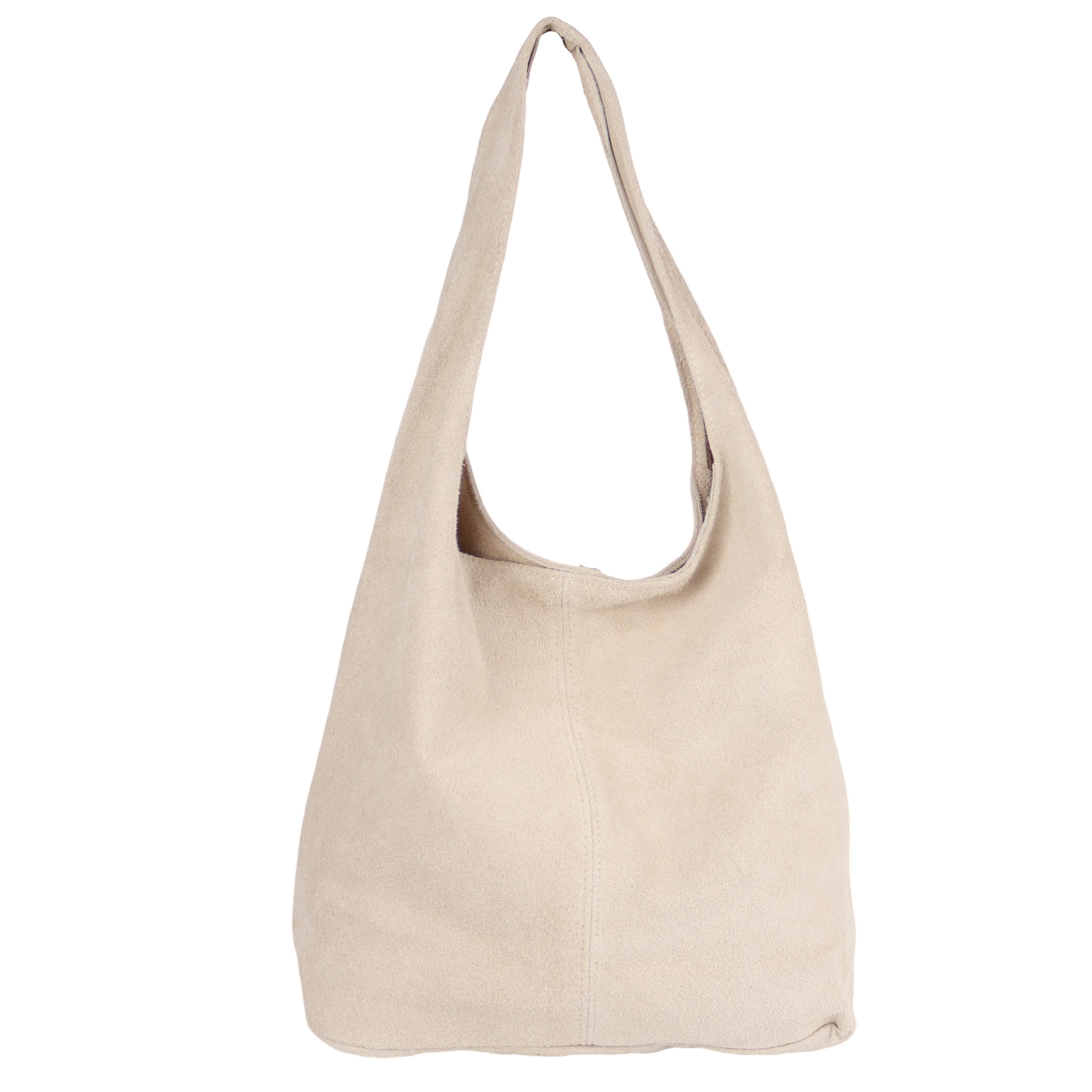 MIRROSI Beuteltasche Damen aus Wildleder, Made in Italy, Shopper Tasche (ca.33x32x16cm)