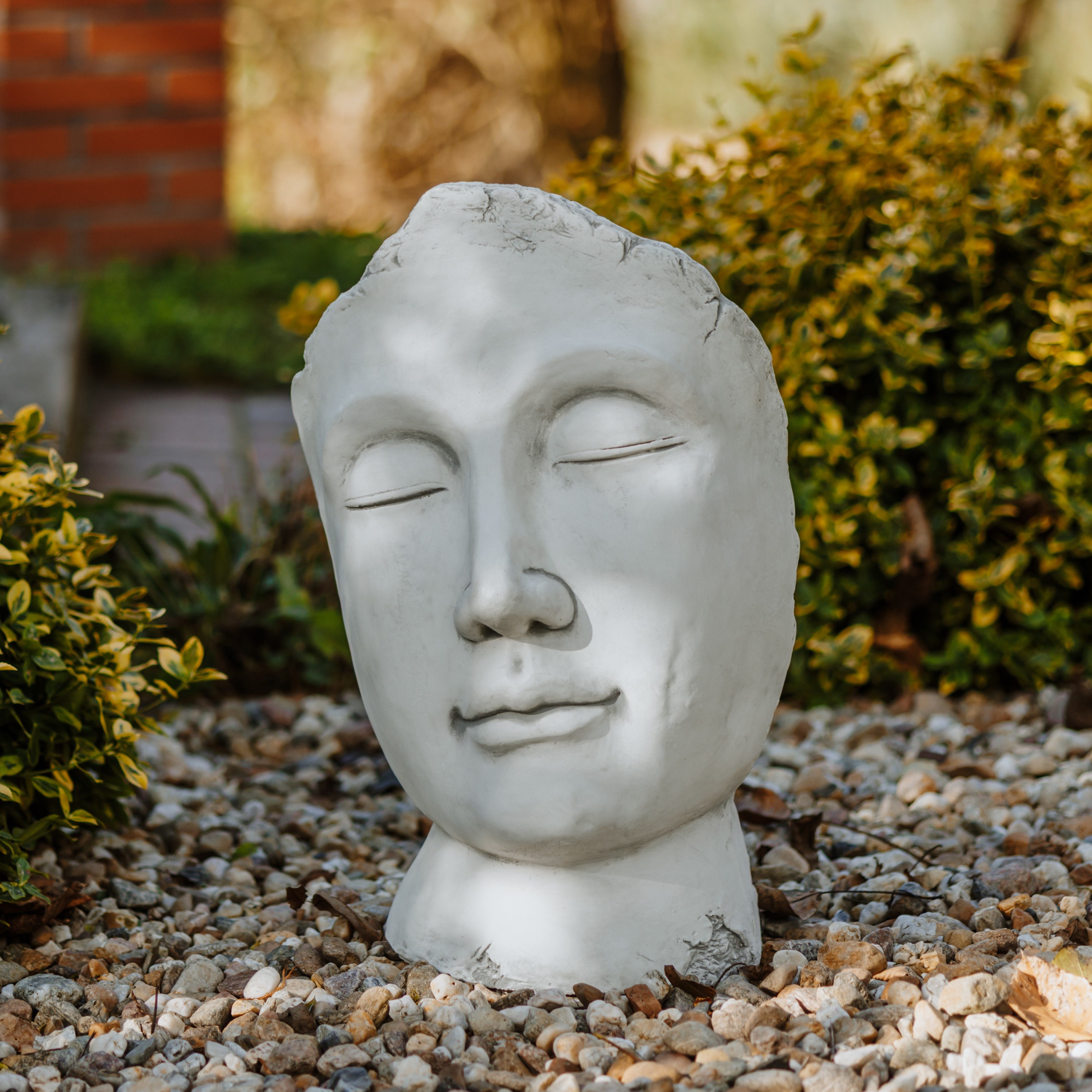 gartendekoparadies.de Gartenfigur Gesicht Büste Steinfigur Gartenskulptur 59 cm Steinguss 48 kg, Frostsicher
