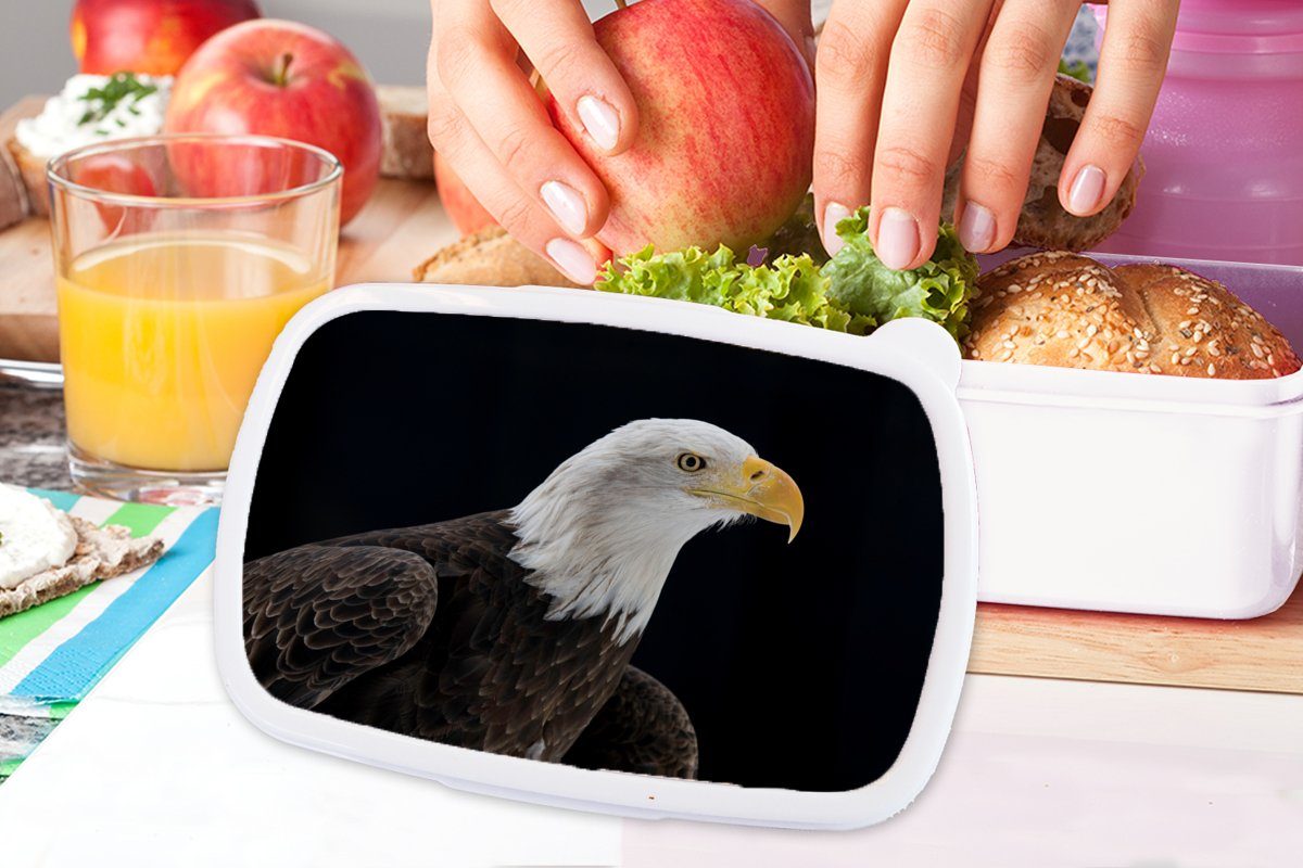 weiß Schnabel Mädchen Vogel - - Brotdose, Jungs MuchoWow Lunchbox Schwarz, für Adler - und (2-tlg), Kunststoff, Brotbox für und Erwachsene, Kinder