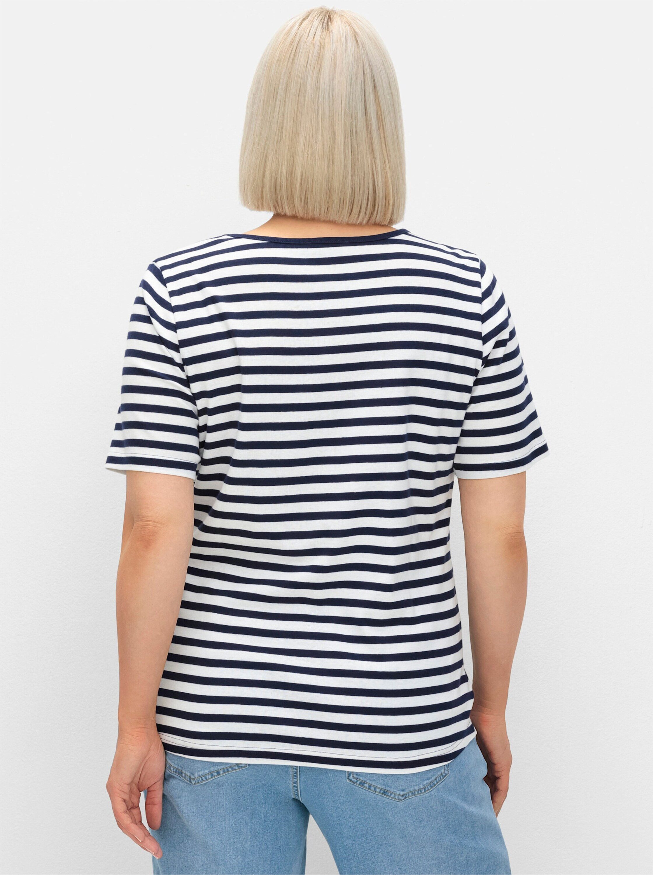 Sheego T-Shirt T-Shirt Kurzarm mit garngefärbtem Ringel, aus Rippware günstig online kaufen