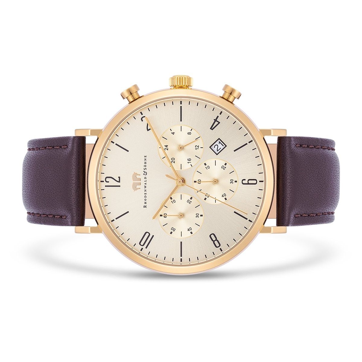 Rhodenwald & Söhne Chronograph Arakon gelbgold Arakon, mit Echtleder-Armband