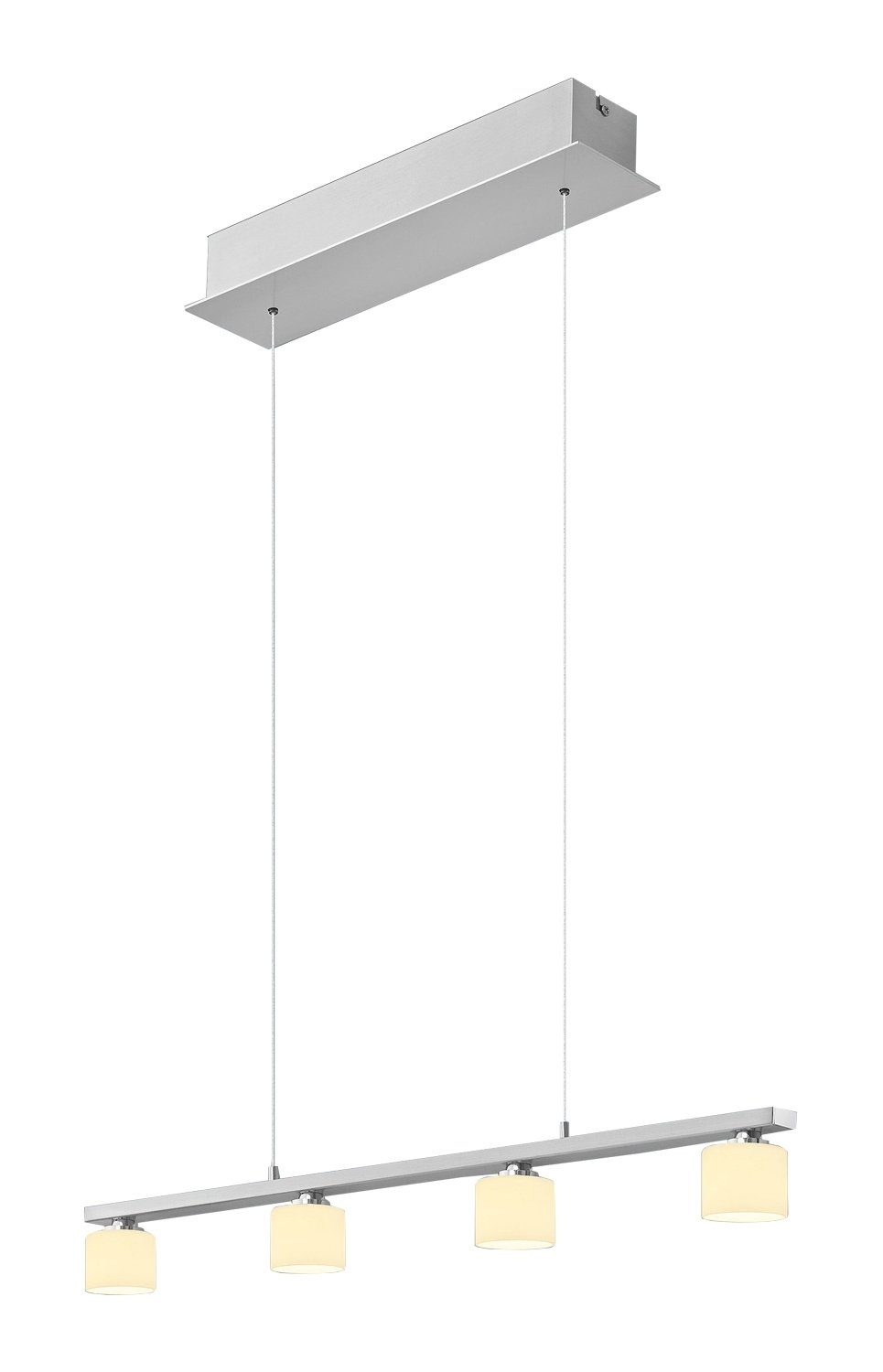 B-LEUCHTEN Pendelleuchte MILA, 4-flammig, Nickel, Weiß, Metall, H 150 cm, ohne Leuchtmittel, Hängeleuchte, Hängelampe