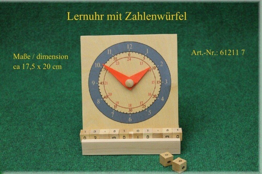 Erzgebirgische Holzspielwaren Ebert GmbH Lernuhr mit Zahlenwürfel Konstruktionsspielsteine