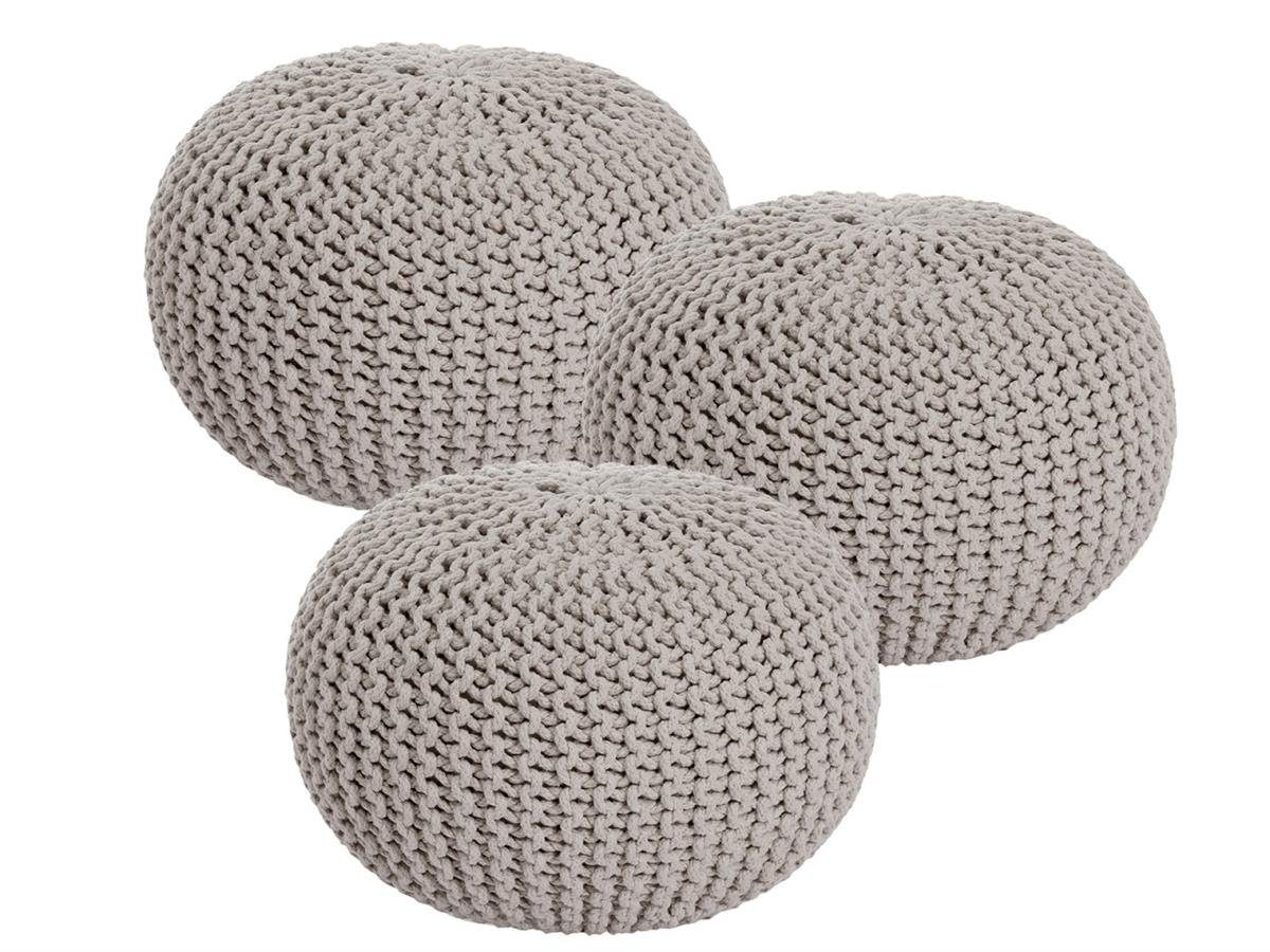 (Bx, 55 Grobstrick-Optik Sitzmöbel Sitzhocker Pouf Sessel Stück SET Ø cm Sessel Soma 3 soma Hocker Sitzplatz Stuhl