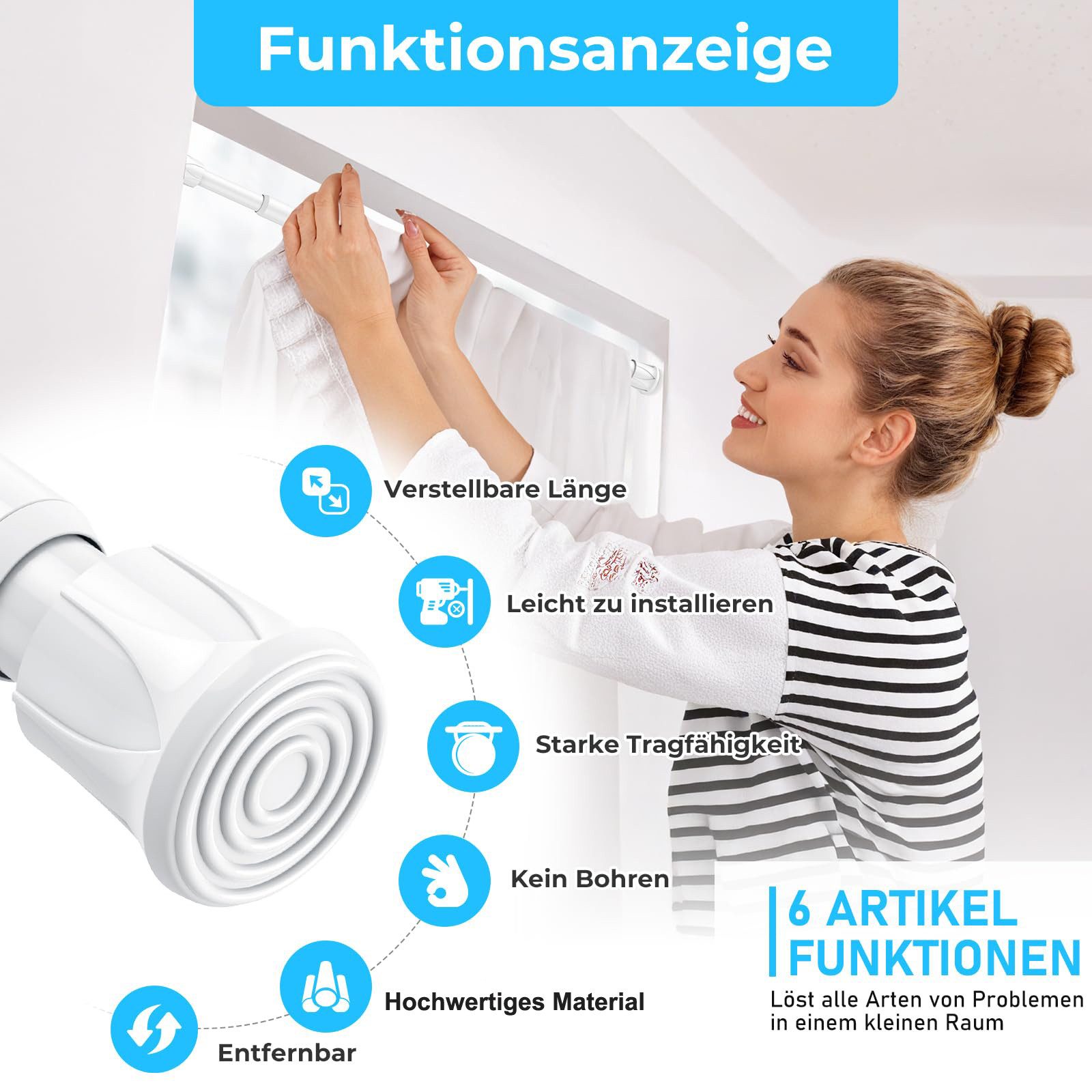 Coonoor Klemmstange 2er-Set Teleskopgardinenstangen ohne Bohren, günstig online kaufen