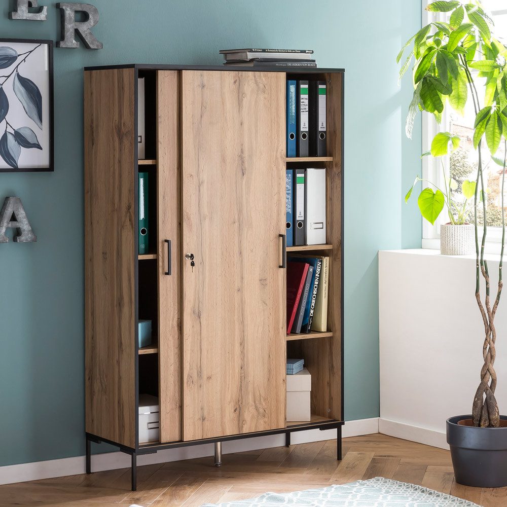 Lomadox Aktenschrank FALUN-80 Eiche Landhaus Nb. günstig online kaufen