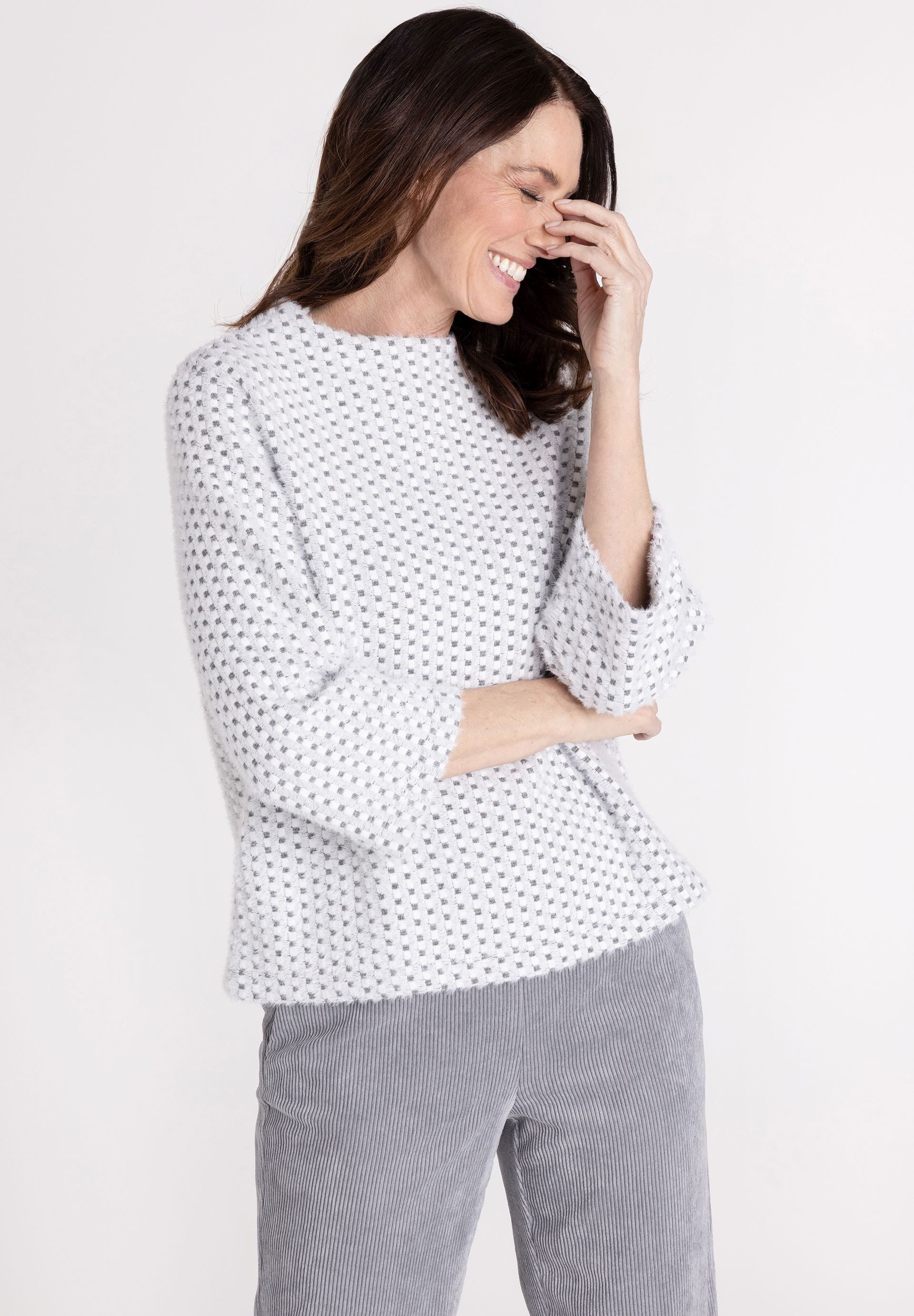 FRANK WALDER Strickpullover mit grafischem Punktmuster