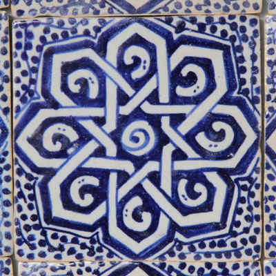 Casa Moro Wandfliese Orientalische Handbemalte Fliese marokkanische Keramikfliese Aisha 10x10 cm, Kunsthandwerk aus Marokko, FL7210, Blau und Weiß