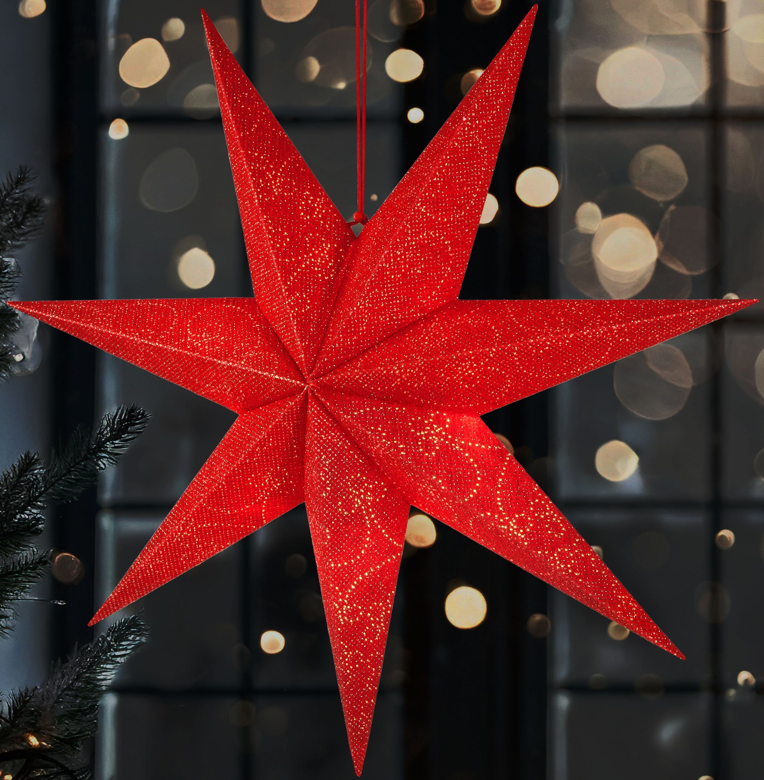 BRUBAKER LED Stern 60 cm Weihnachtsstern für Innen - LED Adventsstern  Hängend, Beleuchtbar mit Batterie für Weihnachten, LED fest integriert,  Warmweiß, Leuchtstern zum Aufhängen für Fensterdeko und Weihnachtsdeko