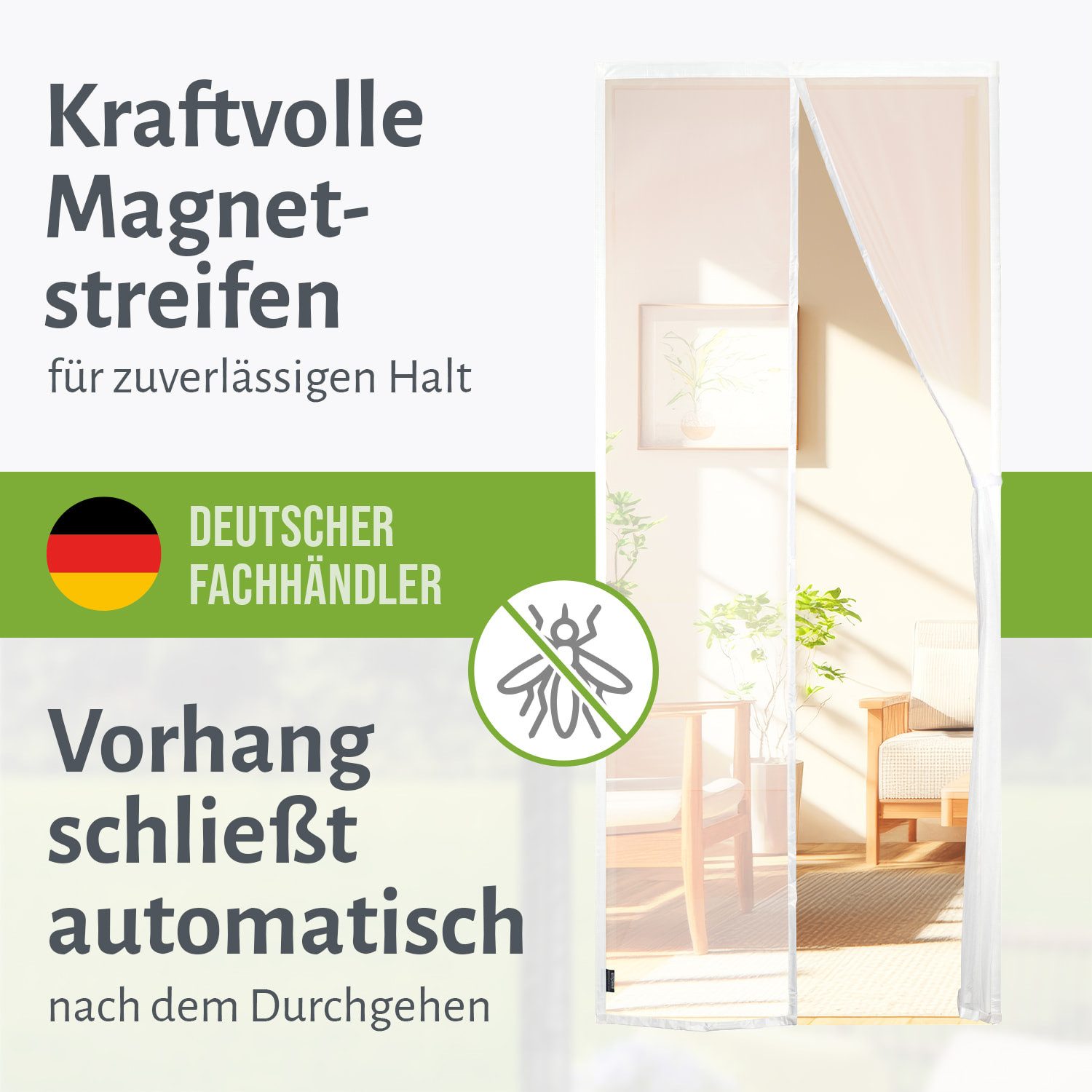 empasa Insektenschutz-Vorhang "DELUXE", Fliegengitter Lamellenvorhang mit Magnetverschluss