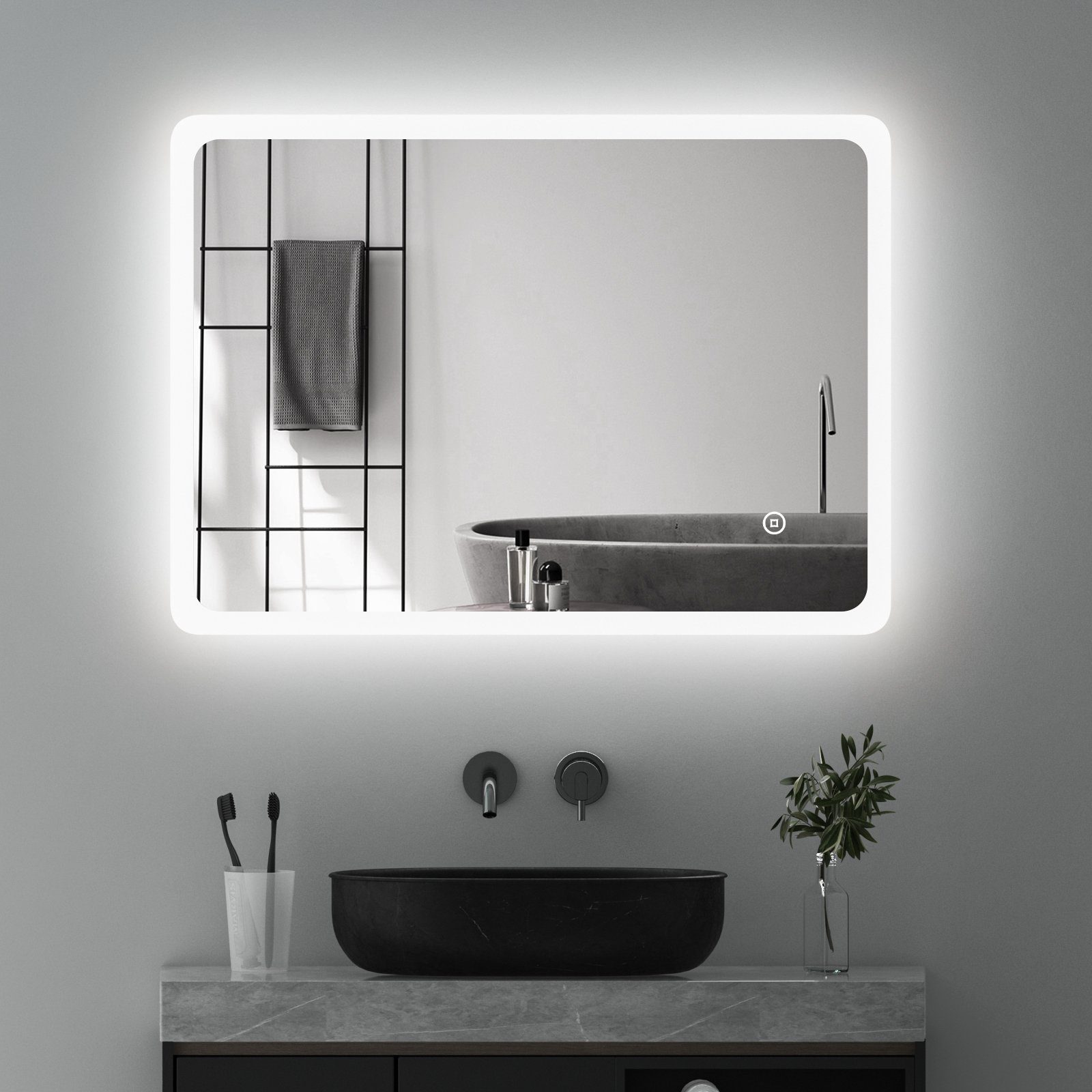 Badspiegel Wandspiegel Led 3 Lichtfarben Helligkeit dimmbar Touch