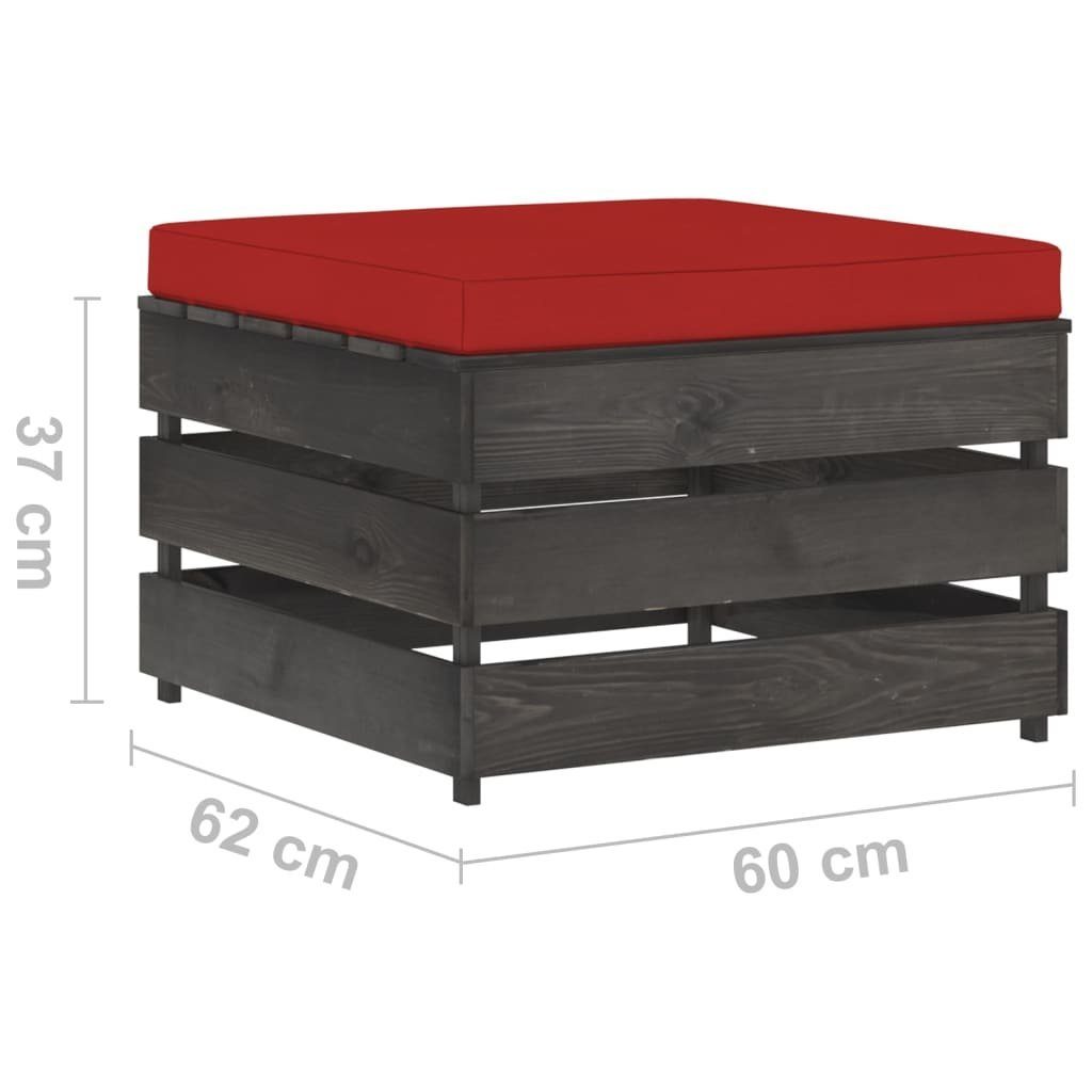 Loungesofa mane vidaXL Grau Rot Grau mit 1 Imprägniertes Kissen und Teile Holz, Modulare
