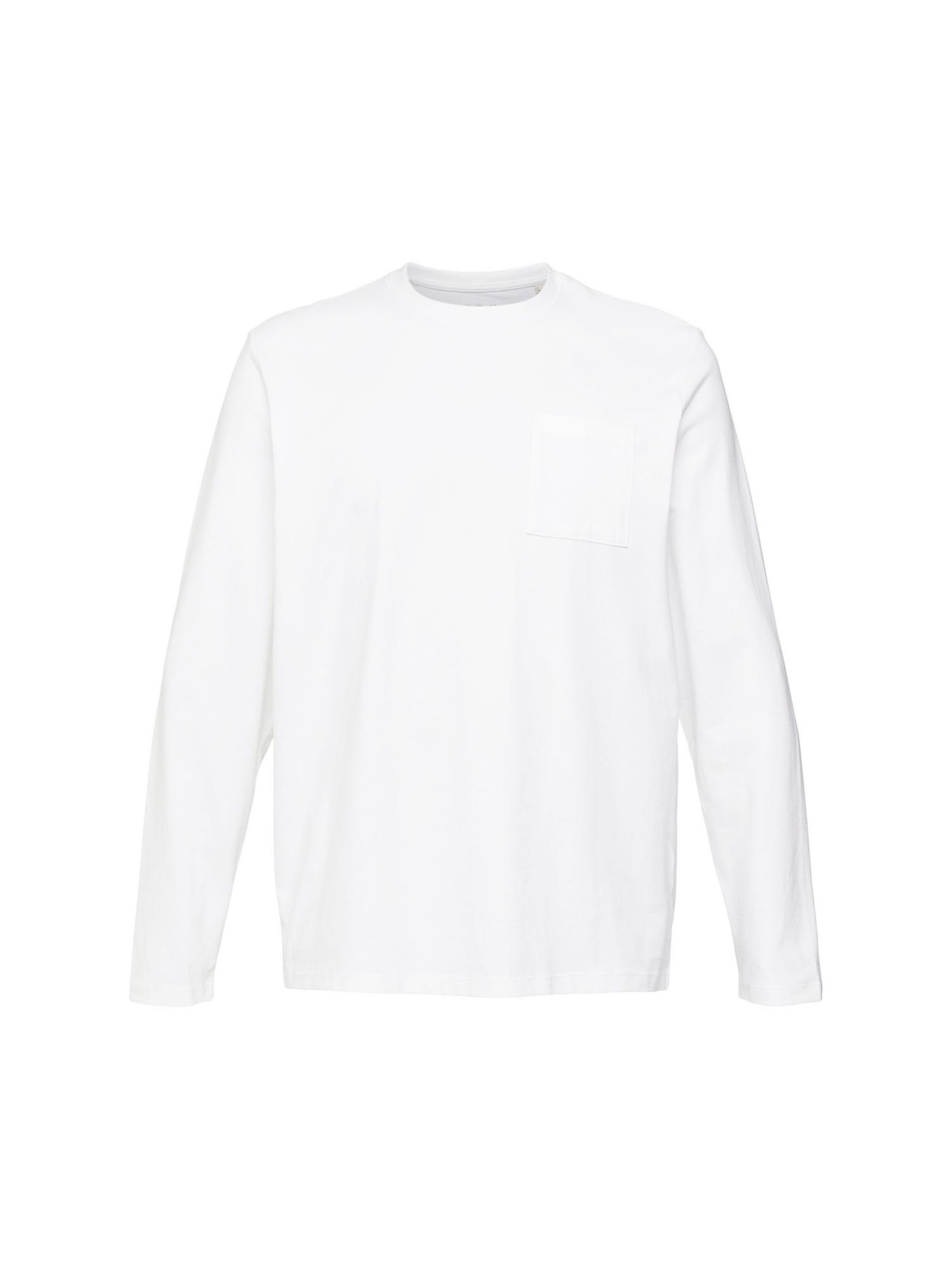 edc by Esprit Langarmshirt Langarm-Top aus Jersey, 100 % Baumwolle (1-tlg) WHITE