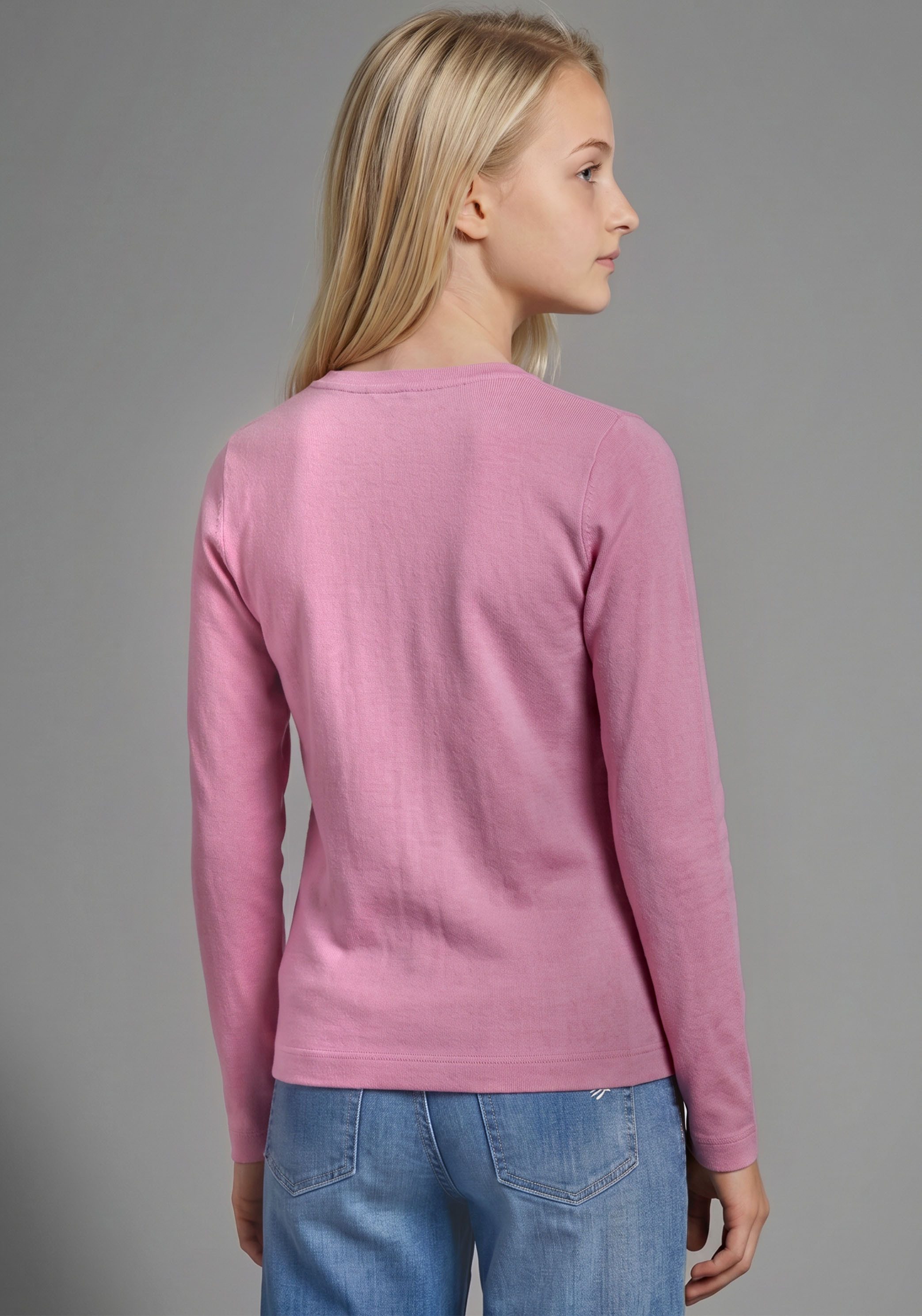 KIDSWORLD Langarmshirt Slogan Shirt: HONESTLY langärmlig, Basic-Stil, mit tiefem Rundhalsausschnitt