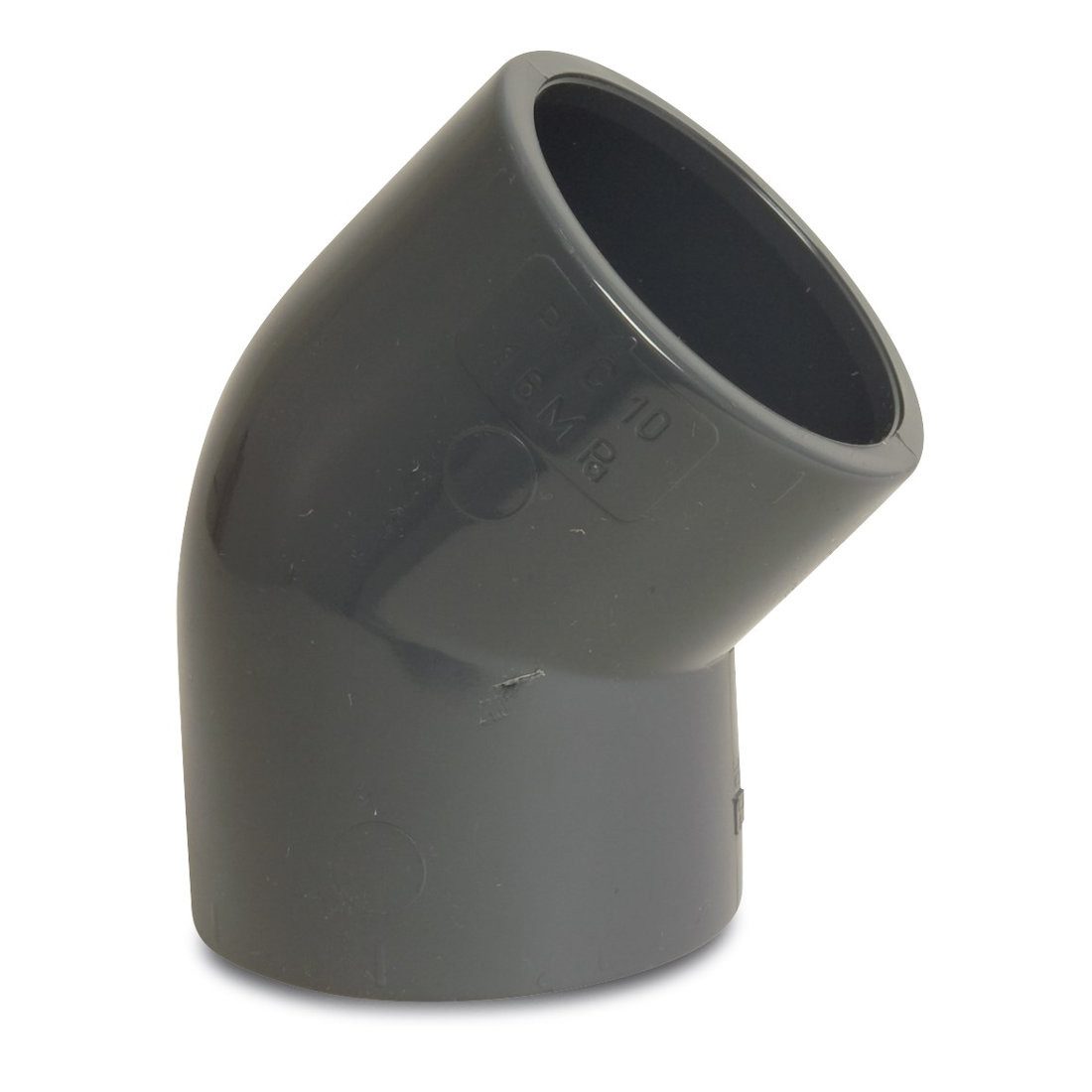 Mega Group Gewindefitting Winkel 45° PVC-U Klebemuffe 10 - 16 bar, grau, Ø 32 mm (PN16)