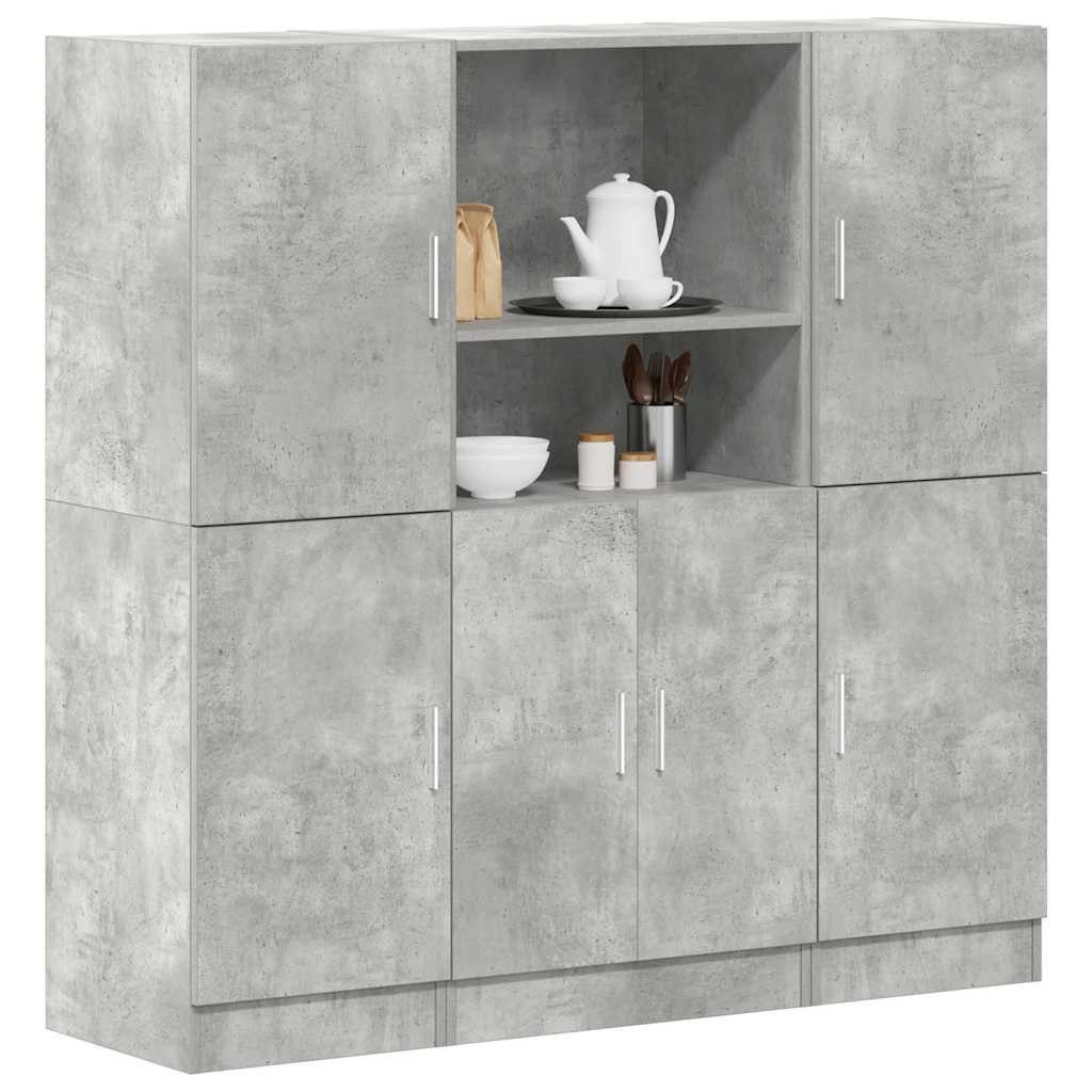 vidaXL Regal 3-tlg. Küchenschrank-Set Betongrau Holzwerkstoff, 1-tlg.