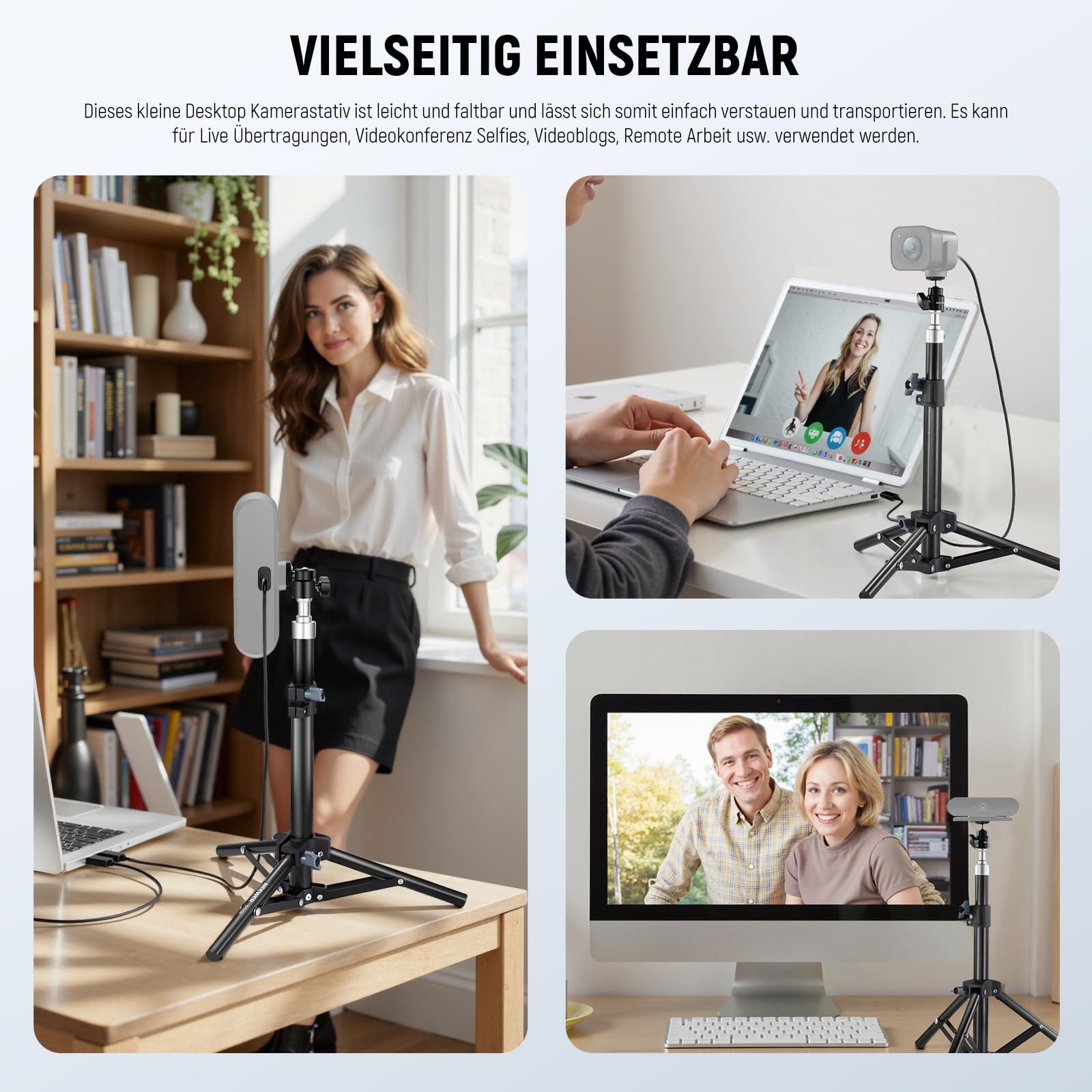 Neewer ST45B Webcam Tischstativ, mit Handyhalterung, Höhenverstellbar Tischstativ (29-45 cm, für Webcams DSLR Kameras Ringlicht Live Streaming)