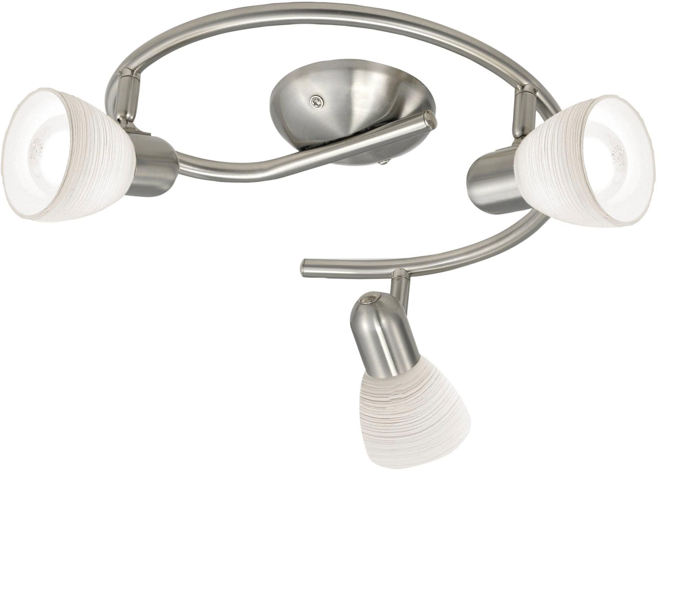 EGLO Deckenleuchte Dakar 1 Deckenlampe, Deckenspot aus Stahl und Glas, E14, Deckenleuchte, ohne Leuchtmittel, Spot - Ø29,5 cm - nickel-matt - 3X40W exkl.