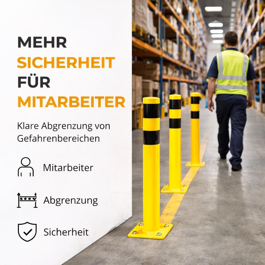 toolmate® Schutzpolster Poller 100 cm Stahl – Rammschutz für Lager, Regale & Einfahrt (1 St)