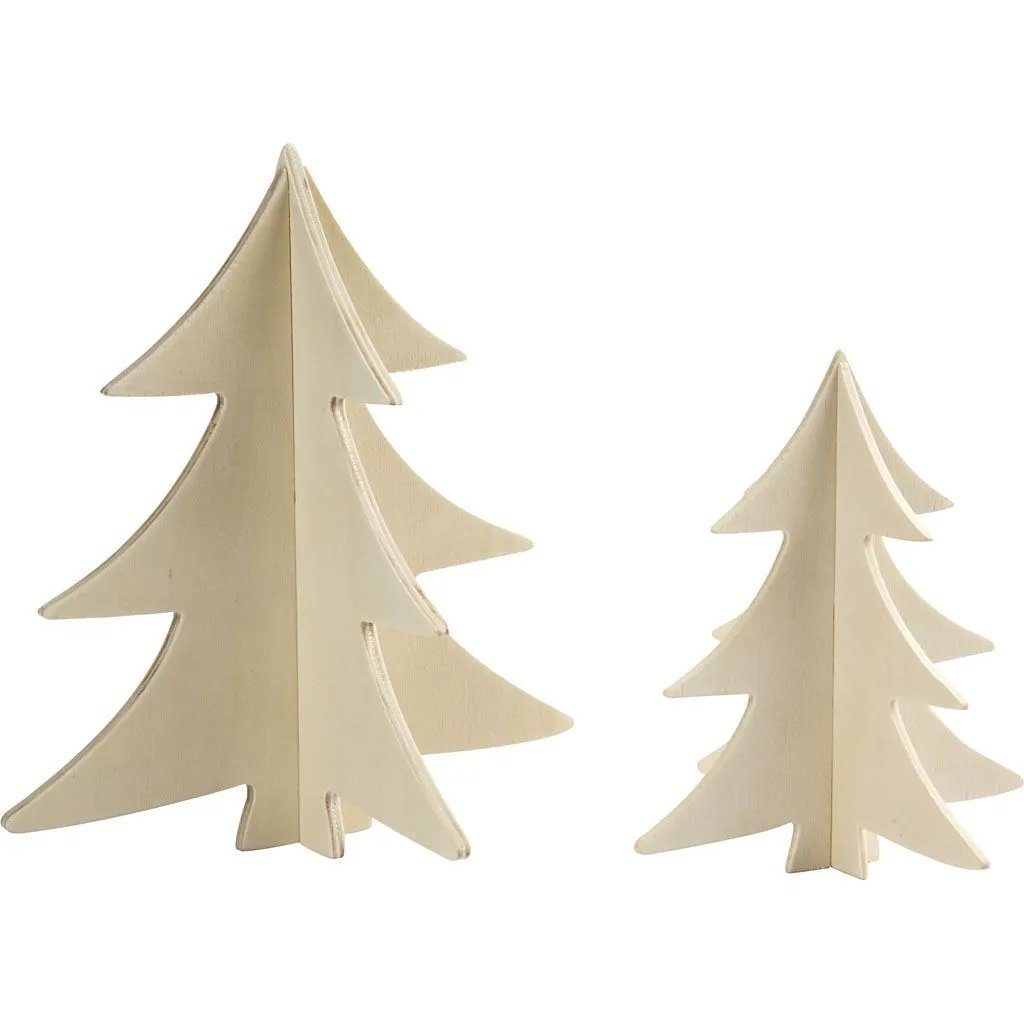 Creotime Dekofigur 3D Weihnachtsbaum, H: 13+18 cm, 2 Stk/ 1 Pck