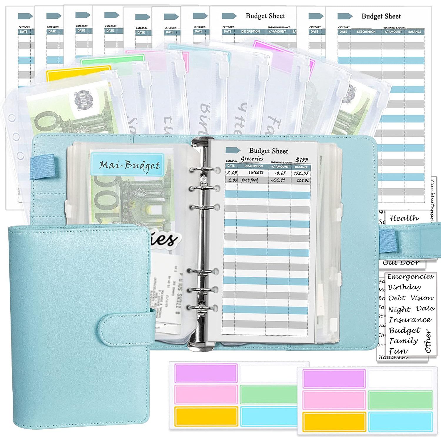 Ringbuchmappe Haushaltsbuch Budgetplaner Budget Binder Blau