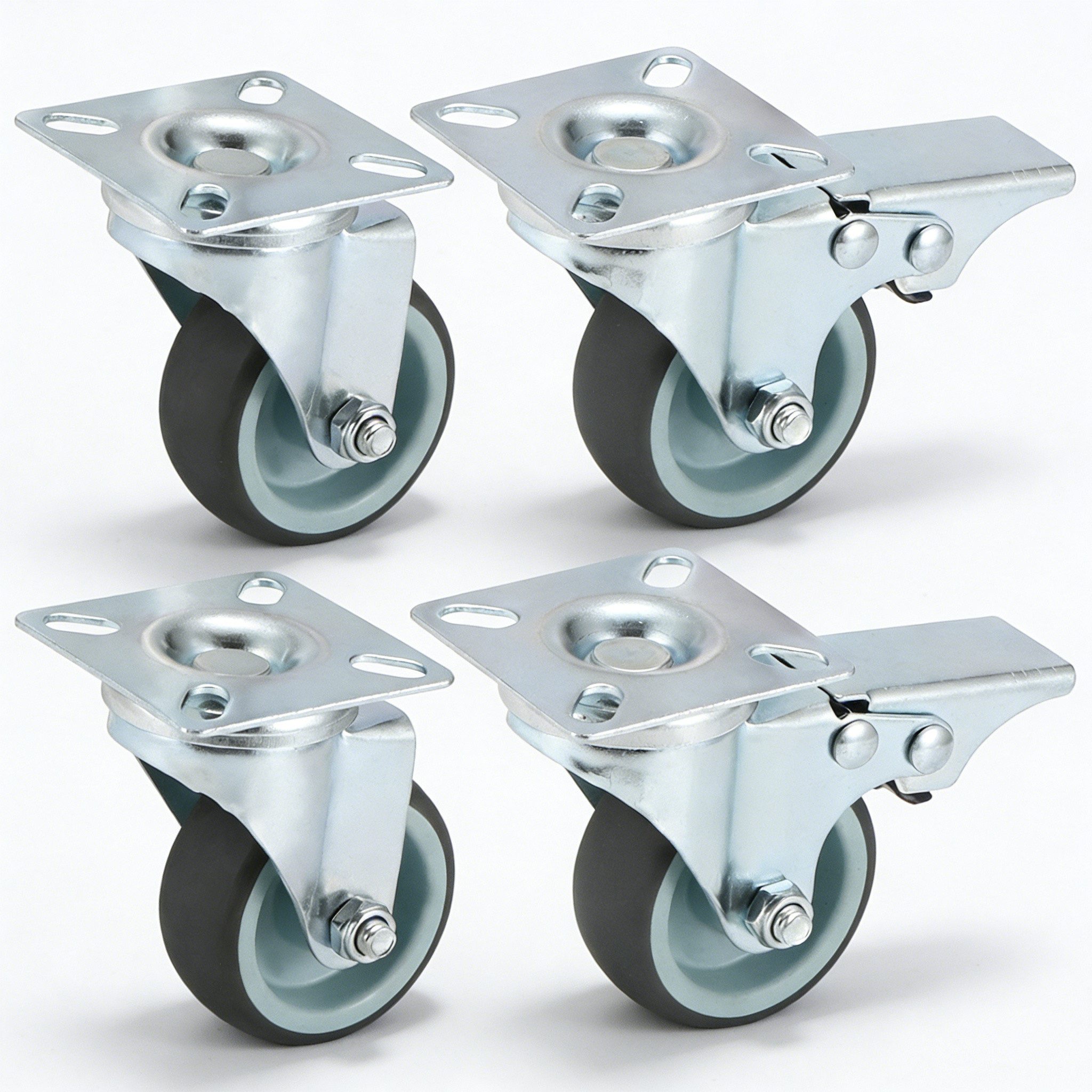 BlingBin Schwerlastrolle 4/8 Stücke 50mm Lenkrollen Doppelrollen Möbelrollen mit Bremse, (4er Set, 4-St., 4 Stück), Transportrollen 360° Drehbar Kein Geräusch für Wohn- und Büro