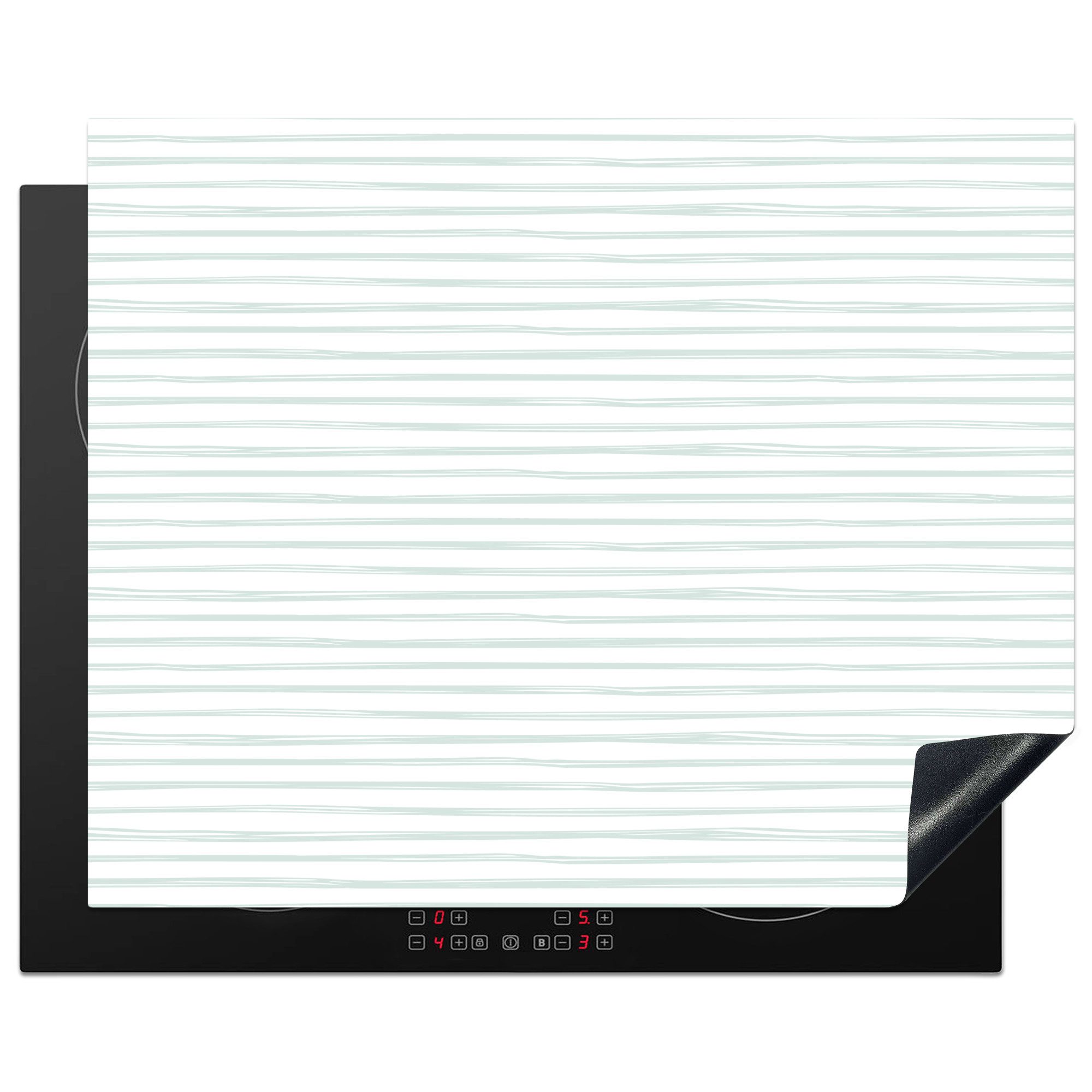 MuchoWow Herd-Abdeckplatte Groen - Strepen - Patroon, Vinyl, (1 tlg), Herdabdeckplatten für Ceranfeld, Induktionsschutz, 65x55 cm