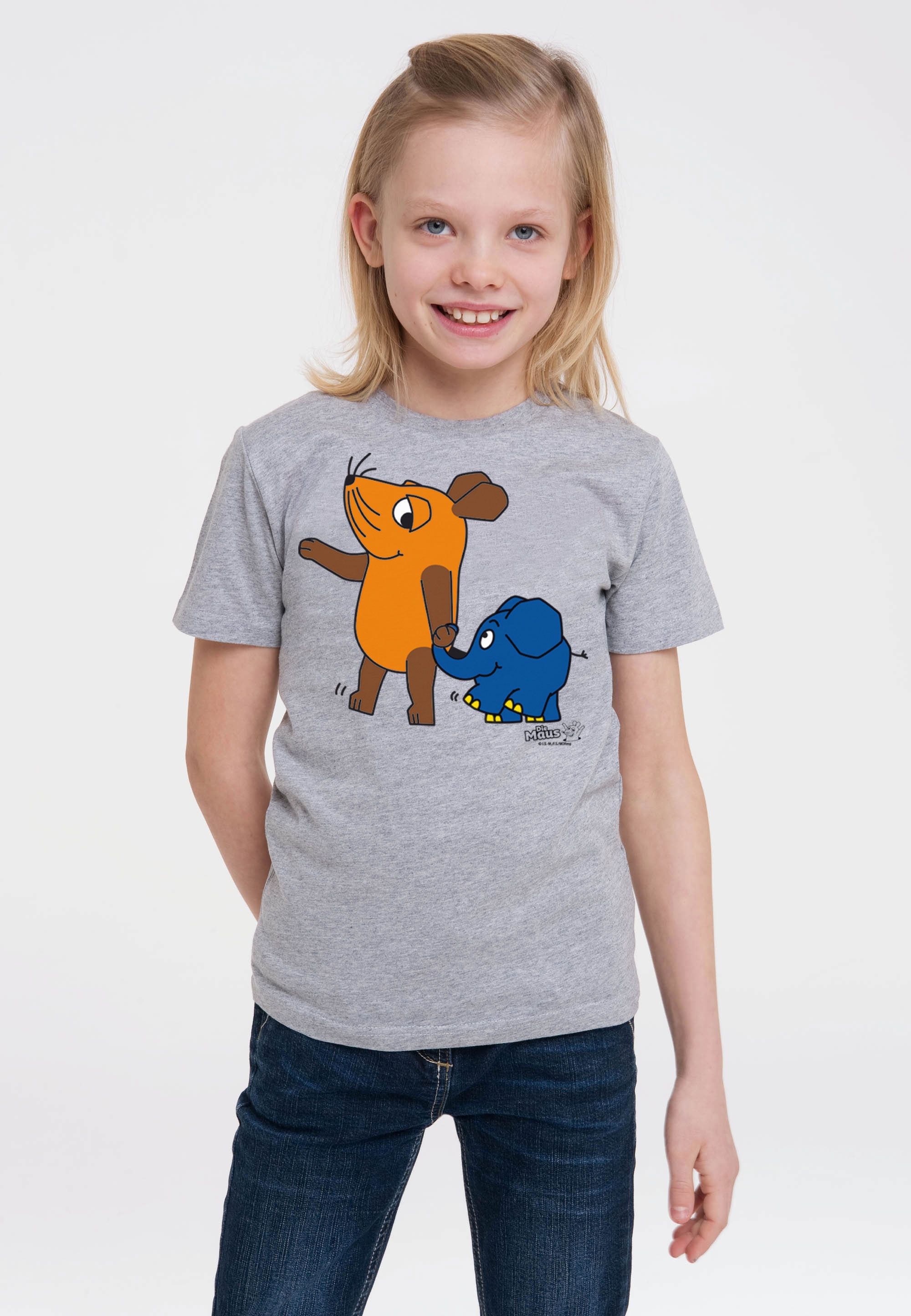 LOGOSHIRT T-Shirt Sendung mit der Maus - Maus & Elefant mit coolem Print