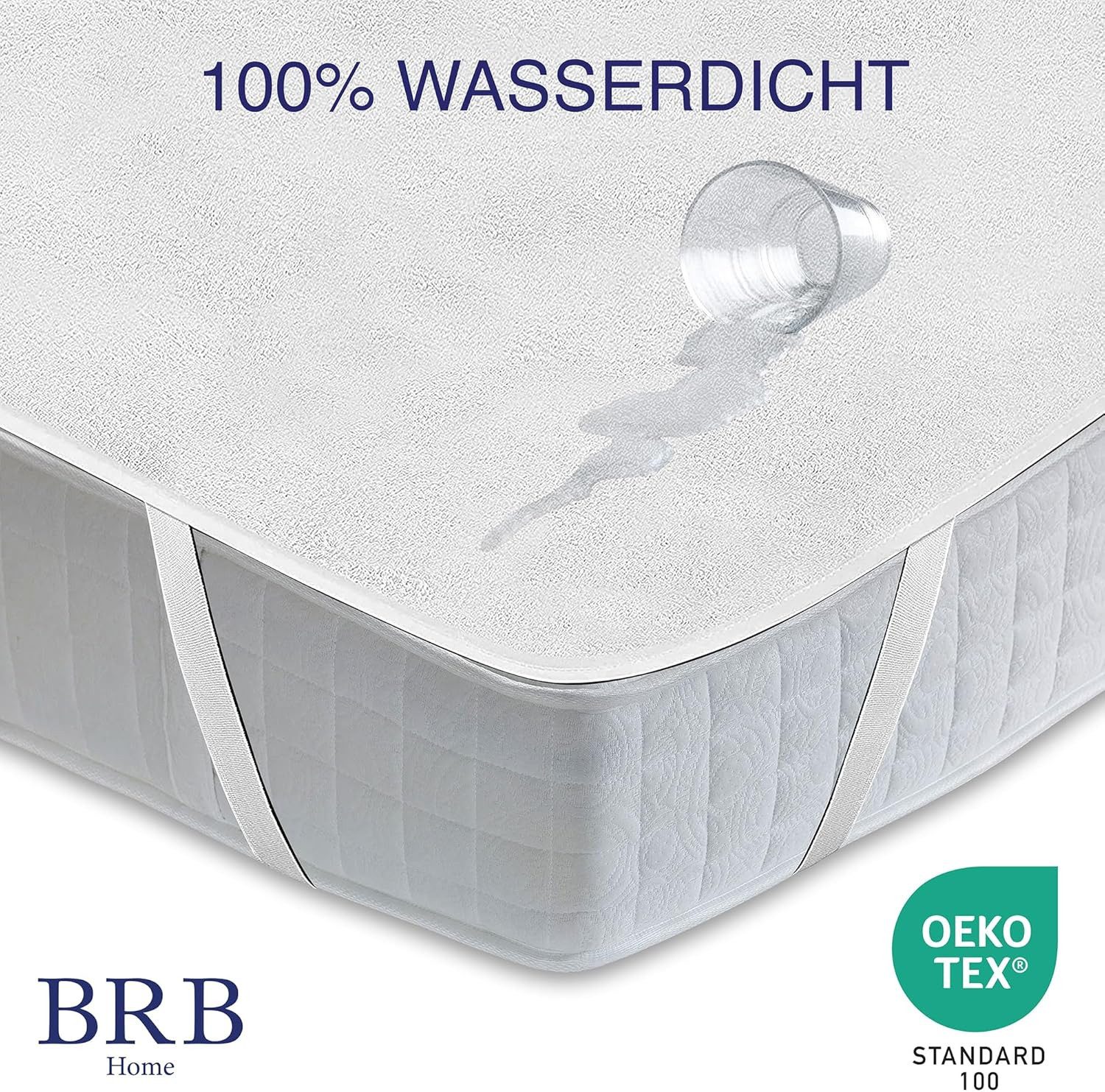 Matratzenschoner wasserdichte Matratzenauflage Baumwolle Matratzenschutz BRB HOME, Baumwolle, OEKO-TEX Zertifiziert, Atmungsaktiv, Waschbar