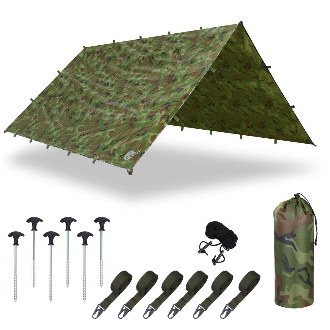 Sonnensegel yourGEAR Bushcraft Tarp 3x3 - Regendach Sonnensegel Unterstand 5000mm