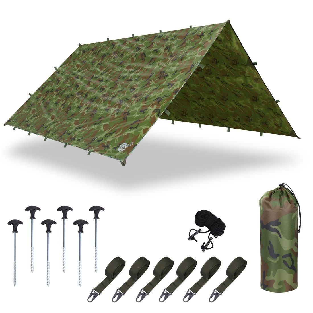 yourGEAR Sonnensegel Bushcraft Sonnensegel Regendach yourGEAR 5000mm Unterstand Tarp - 3x3