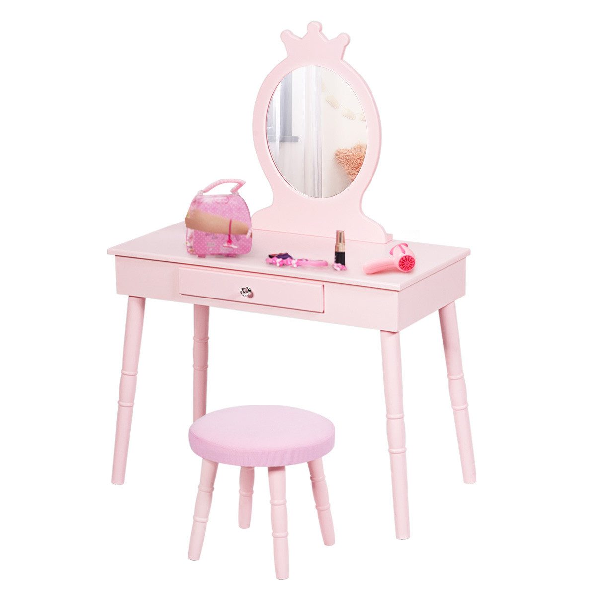 COSTWAY Schminktisch Kinderschminktisch mit Hocker, Kinder, mit Hocker & ab günstig online kaufen