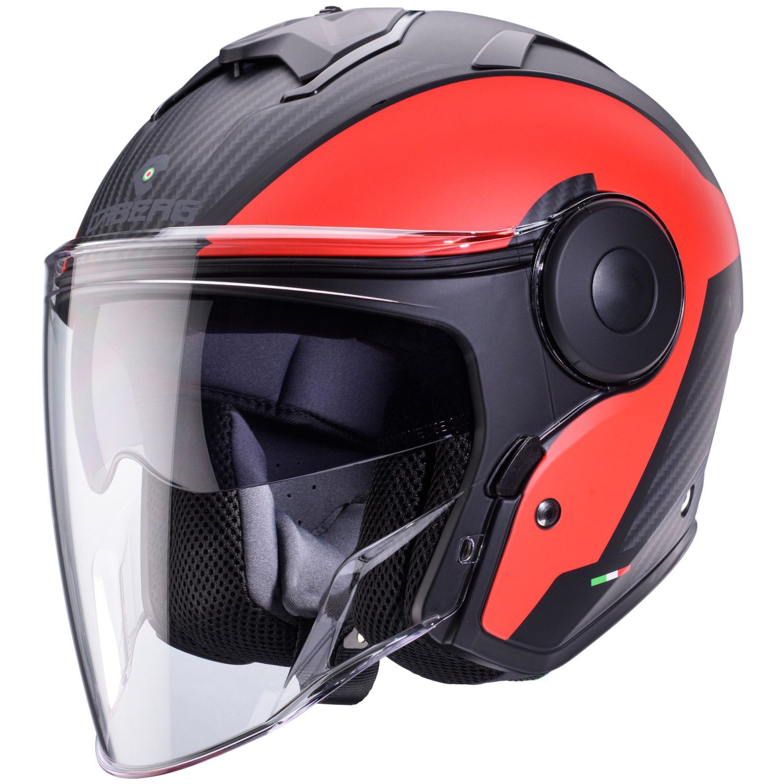 Motorradhelm Caberg Soho Jethelm Milano matt-schwarz / rot