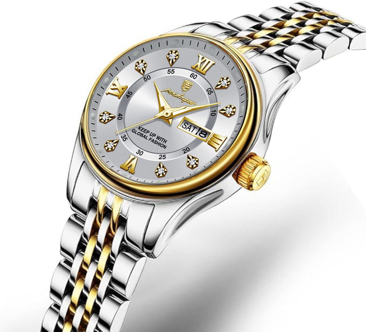 Forrlite Quarzuhr Quarzuhr, Edelstahl Uhr für Damen modisch und leger, (Quarzuhr Multifunktionsuhr Armbanduhr, Chronograph Damenuhr)