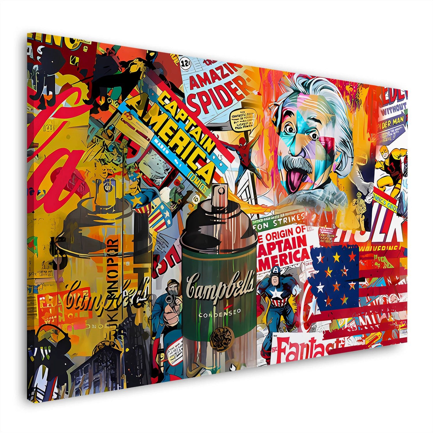 Leinwandbild Pop Art Graffiti Comic Helden Wandbild Leinwandbild Kunstdruck XL Wand