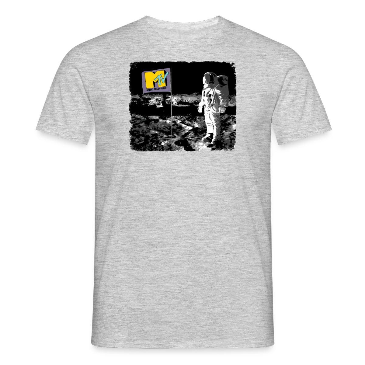 T-Shirt MTV Astronaut Auf Dem Mond Mit MTV-Flagge Männer T-Shirt