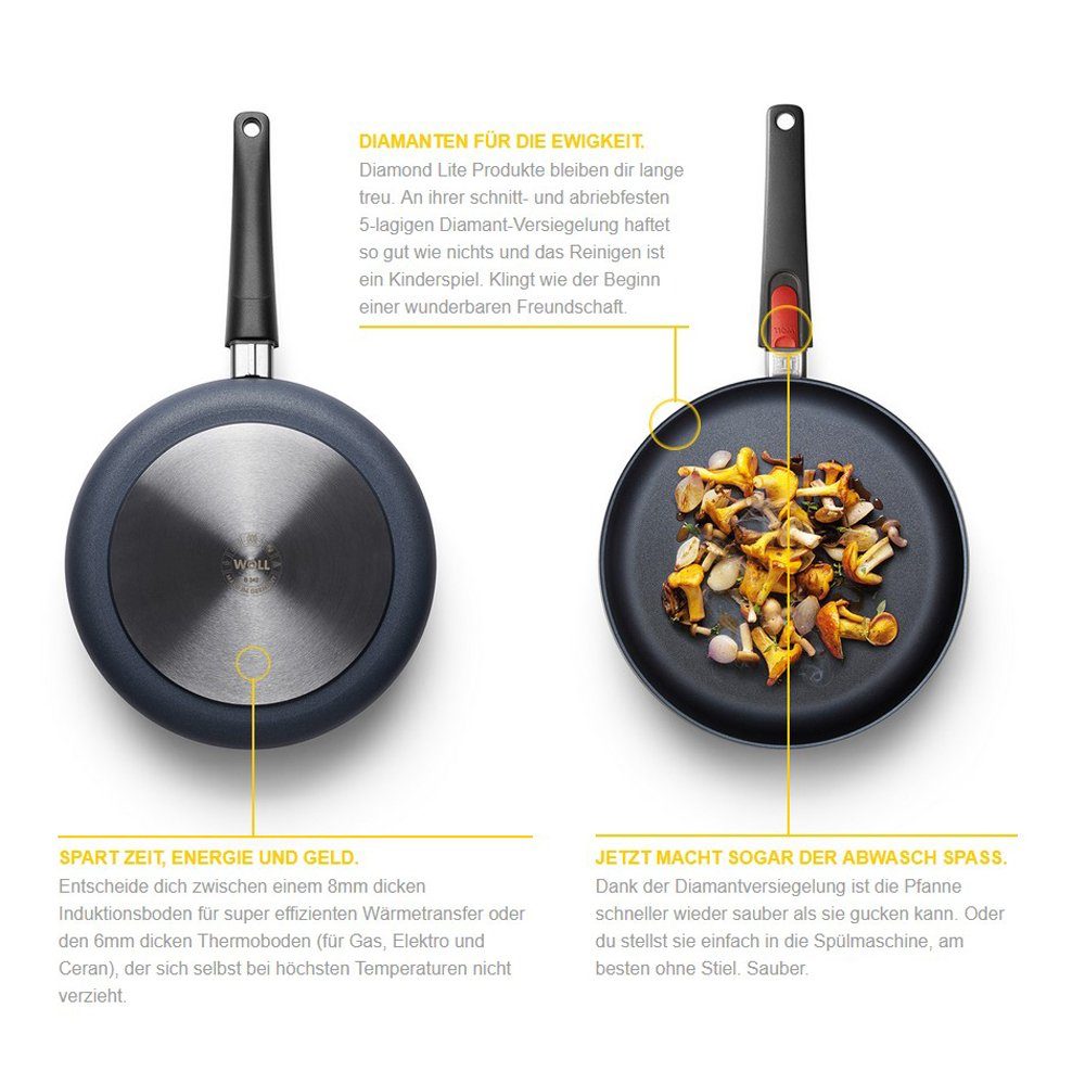 WOLL MADE IN GERMANY Bratpfanne "Diamond Lite" Hochrandpfanne Ø 32 cm, Aluminiumguss (1-tlg), Induktionsgeeignet