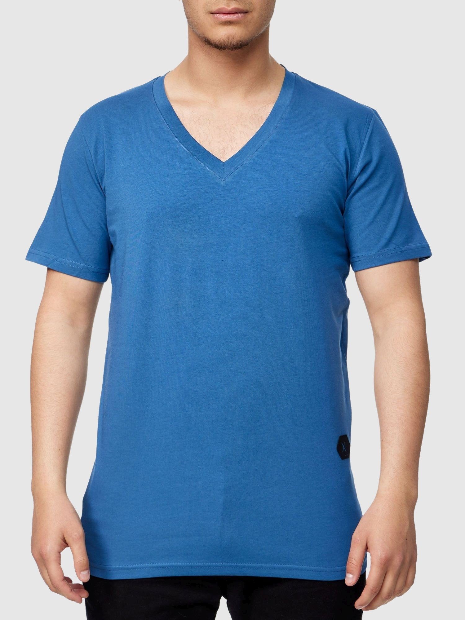 Kurzarmshirt Kayna Shirt für Polo 1-tlg) Fitness Blau T Poloshirt Tee Männer Tee, Kayna John Casual Freizeit John Polo (Shirt Tshirt T-Shirt Herren T-Shirt
