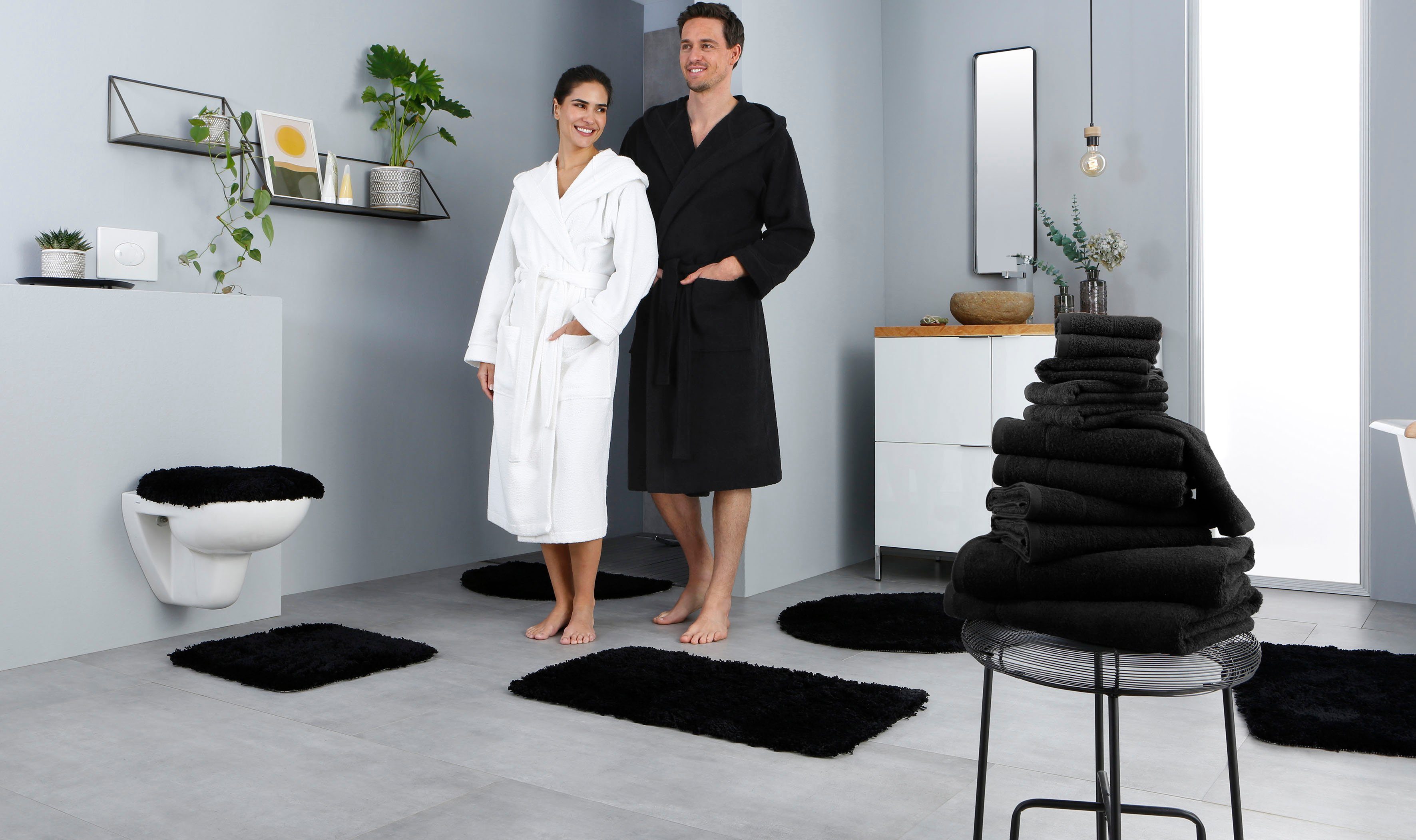 my home Handtuch Set Sanremo, mit schwarz (Set, 100% Handtuch-Set Frottier, einfarbiges 12-tlg), Bordüre, Baumwolle Handtücher aus