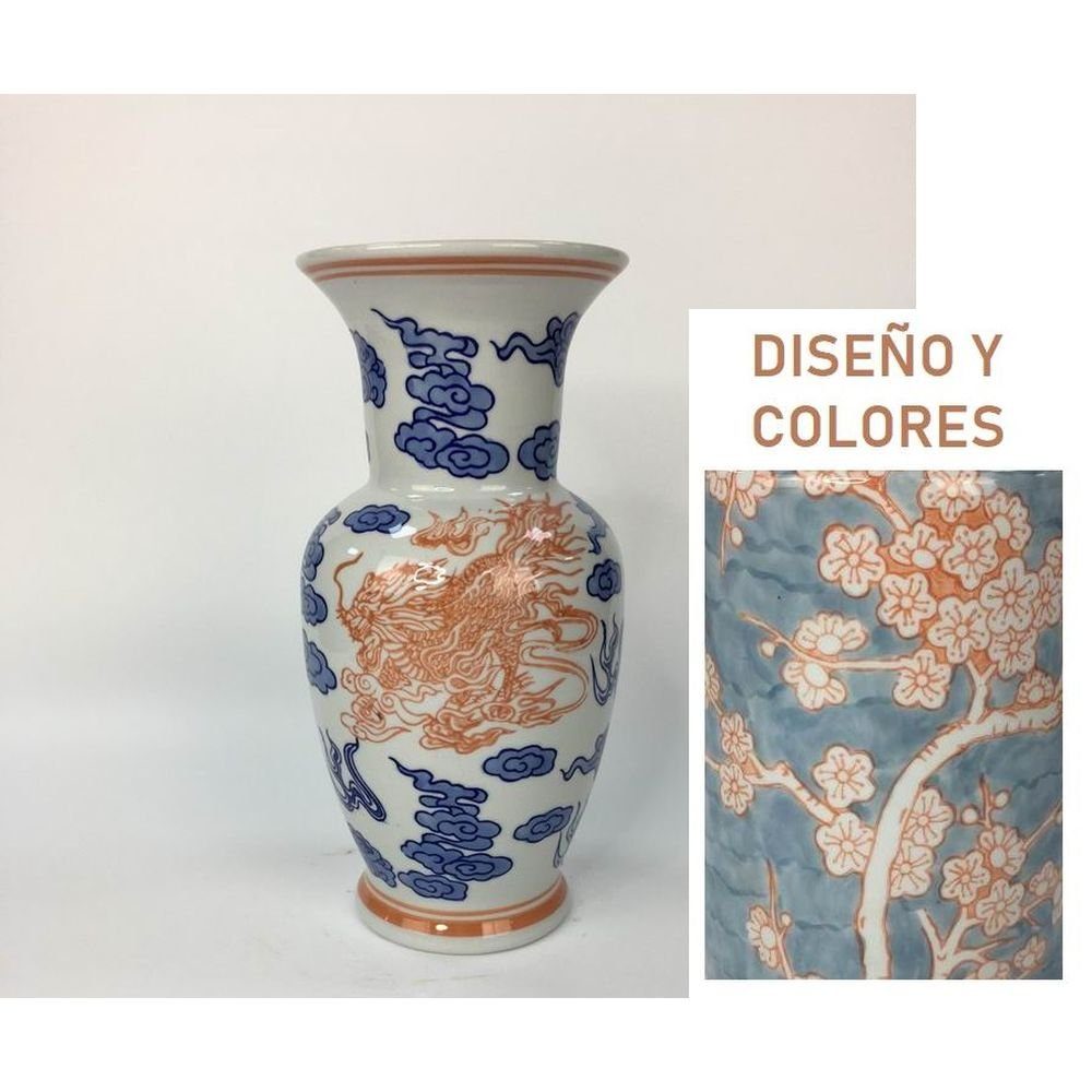 24 46 Decor DKD Decor x Orange DKD Blau 24 Vase Home Home x Orientalisch Dekovase cm Porzellan