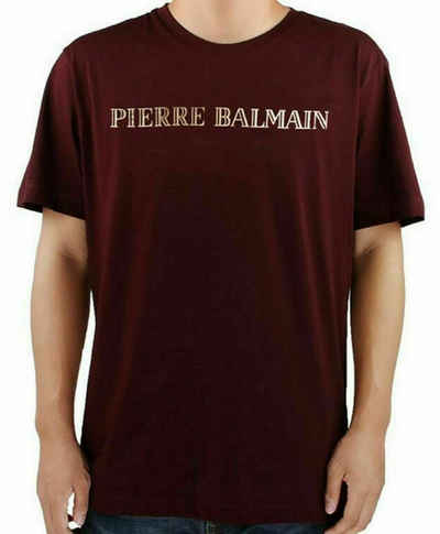 Balmain T-Shirt Pierre Balmain Men's Iconic Top LOGOSHIRT Buourgogne Gold T-Shirt