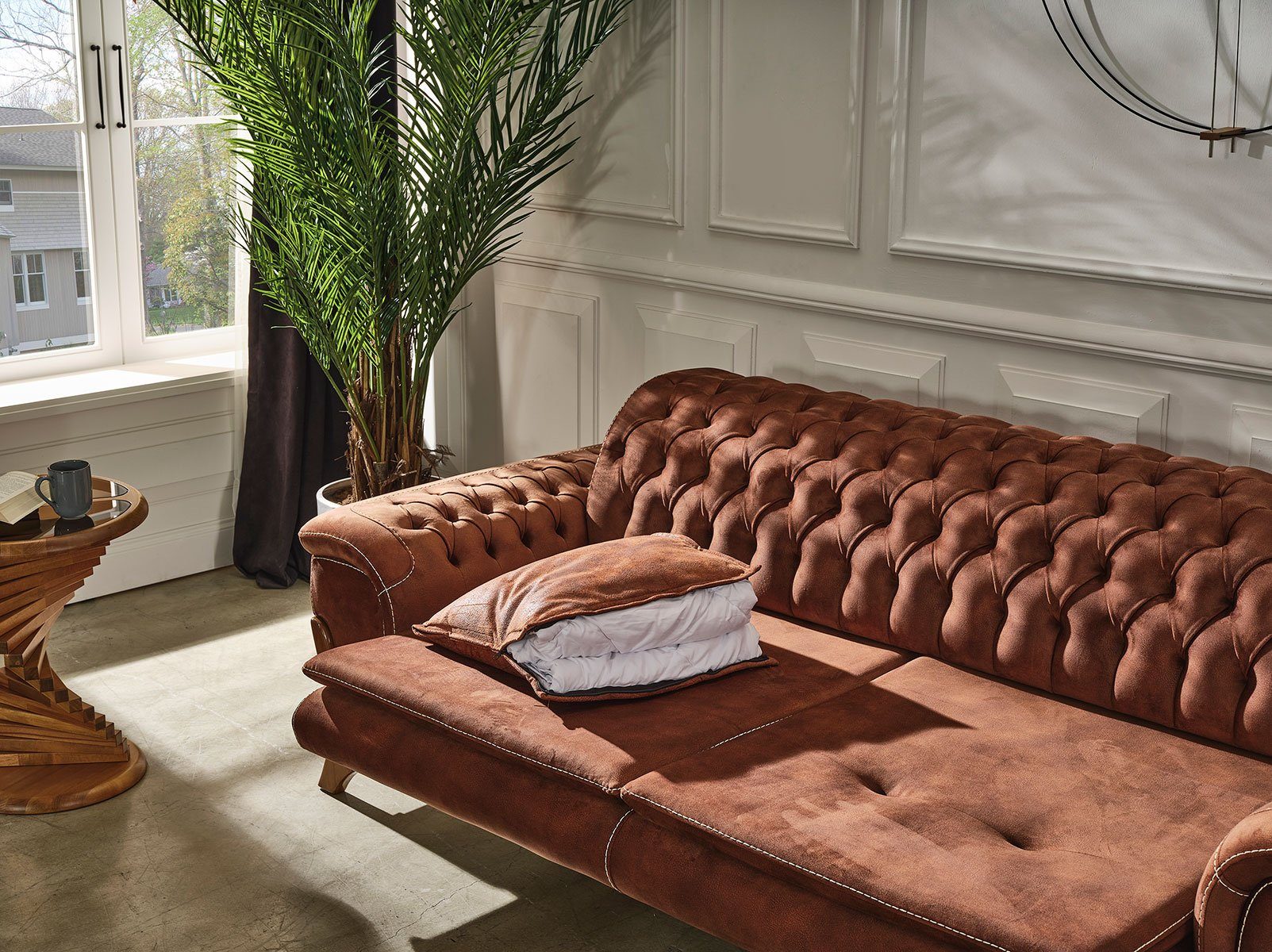 Villa Möbel Sofa Quality Polyester) Turkey, Stk. in Luxus-Microfaser Made 3-Sitzer, Terracotta 1 (100% Melodi