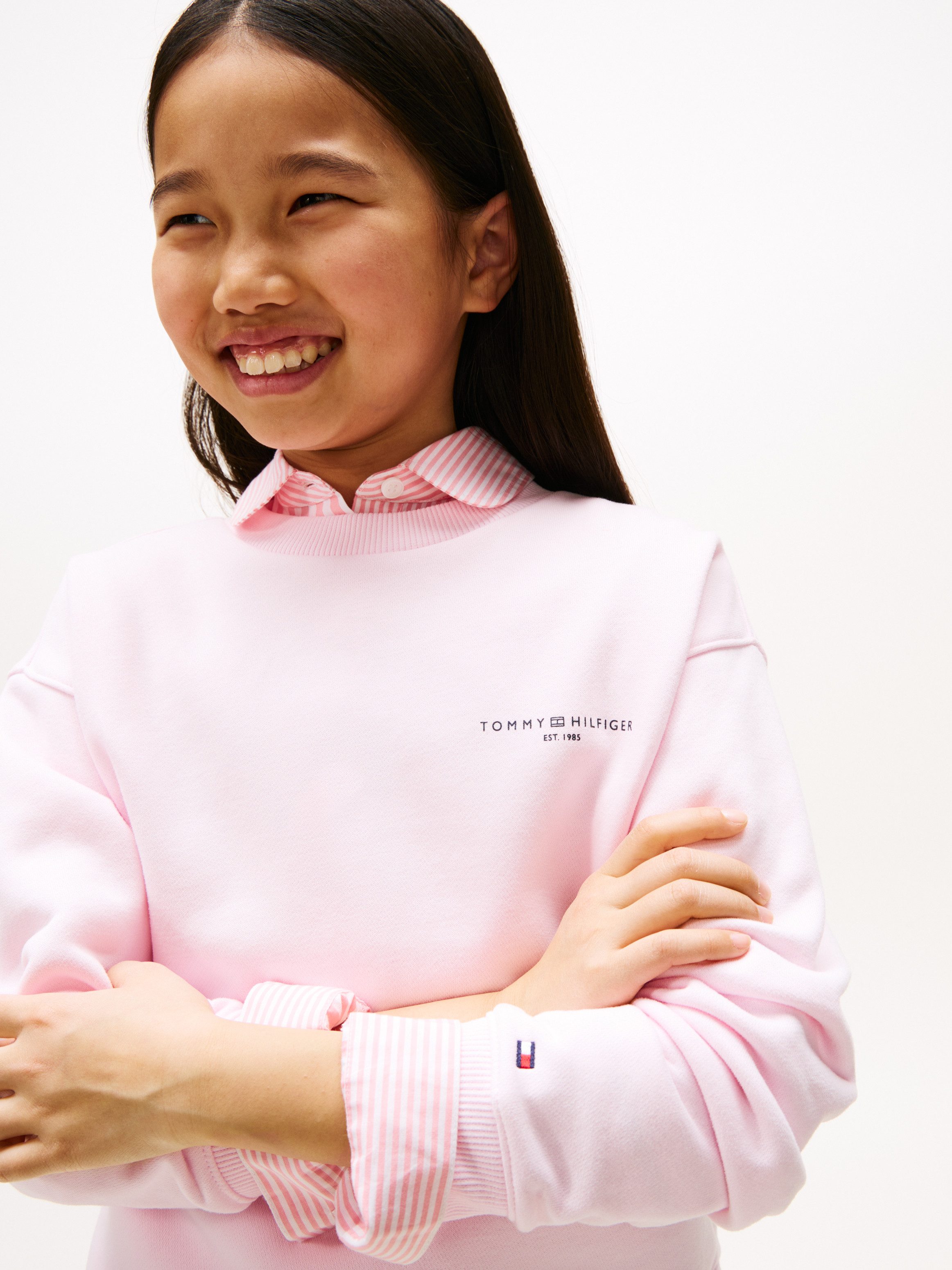 Tommy Hilfiger Sweatshirt MINI CORP C-NECK SWEATSHIRT für Kinder bis 16 Jahre, mit Logo-Stickerei